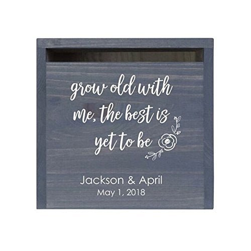 Personalized Grow Old With Me Wedding Card Box with Front Slot - LifeSong Milestones
