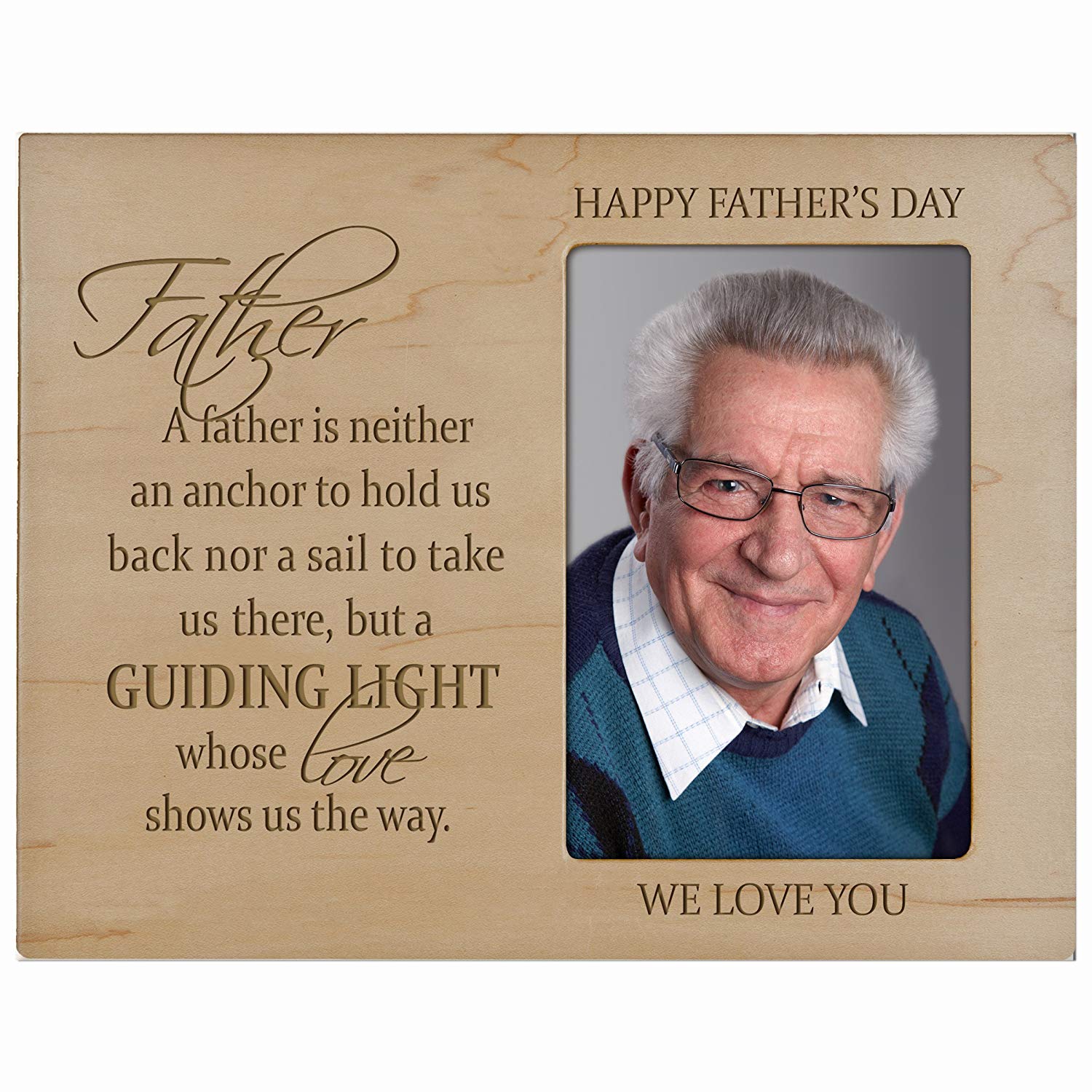 Personalized Happy Fathers Day Engraved Picture Frame - Guiding Light - LifeSong Milestones