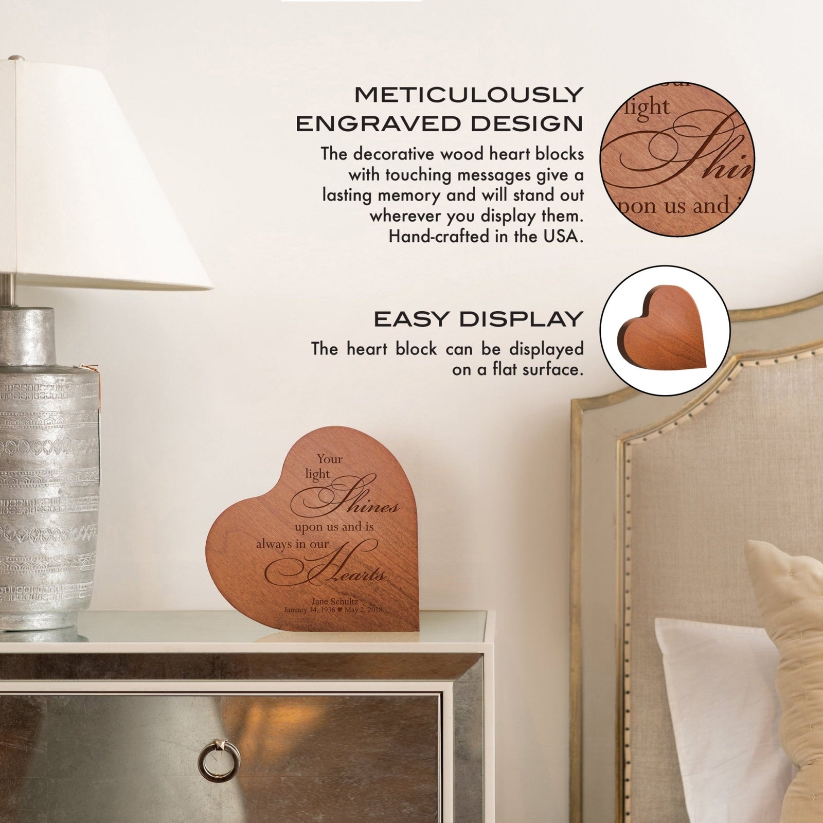 Personalized Heart Block Memorial Sympathy Gift for Loss of Loved One - LifeSong Milestones