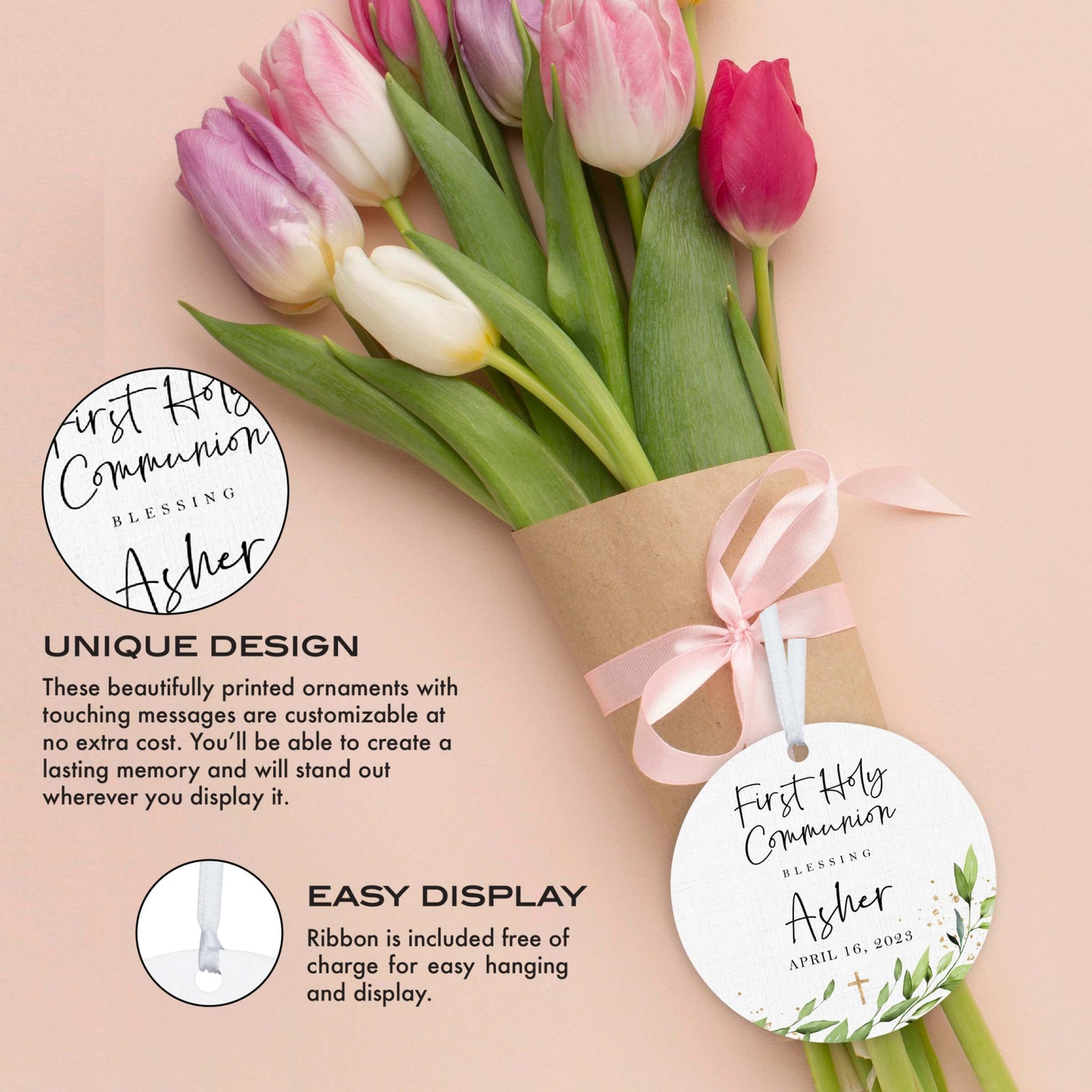 Personalized Holy Communion Wooden Ornament - May The Grace - LifeSong Milestones