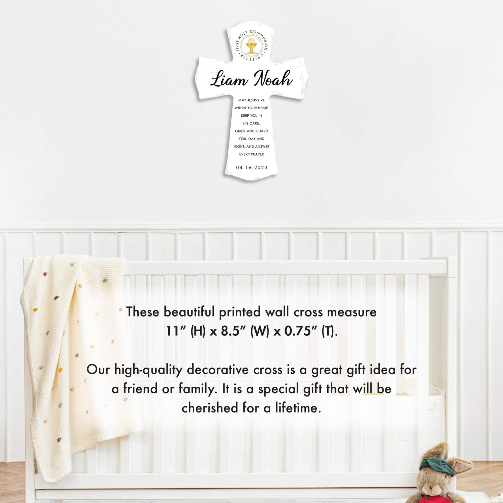 Personalized Holy Communion Wooden Wall Cross - LifeSong Milestones