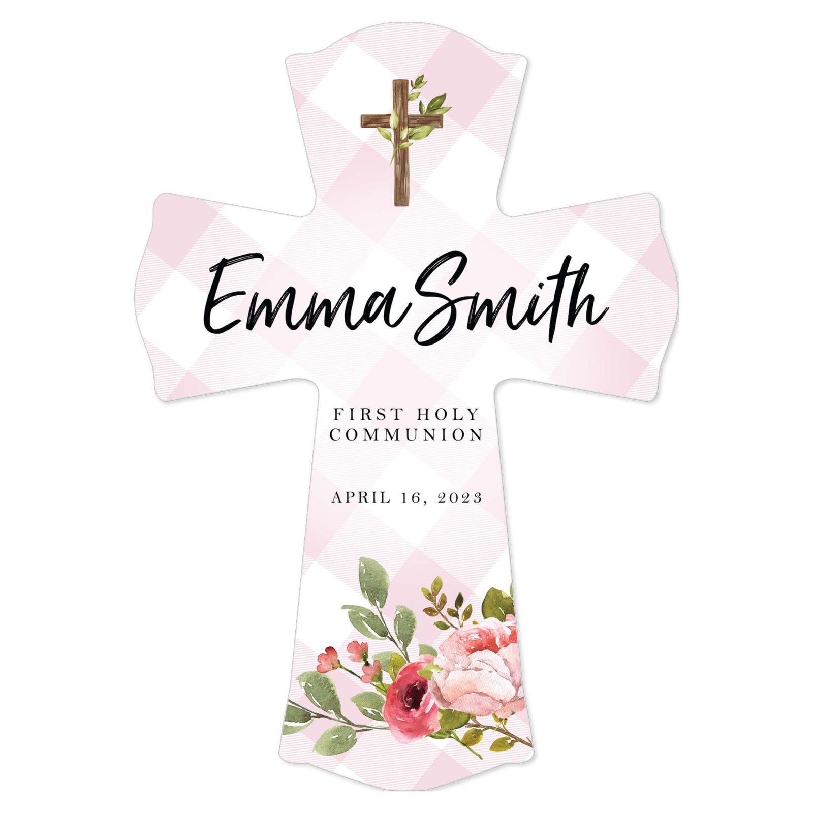 Personalized Holy Communion Wooden Wall Cross - LifeSong Milestones