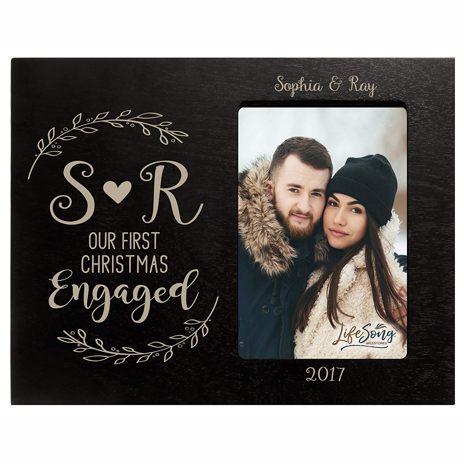 Personalized Home Christmas Initial Design Photo Frame Holds 4x6 Photograph - LifeSong Milestones