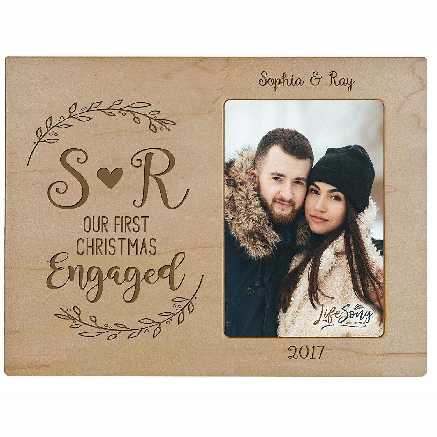 Personalized Home Christmas Initial Design Photo Frame Holds 4x6 Photograph - LifeSong Milestones