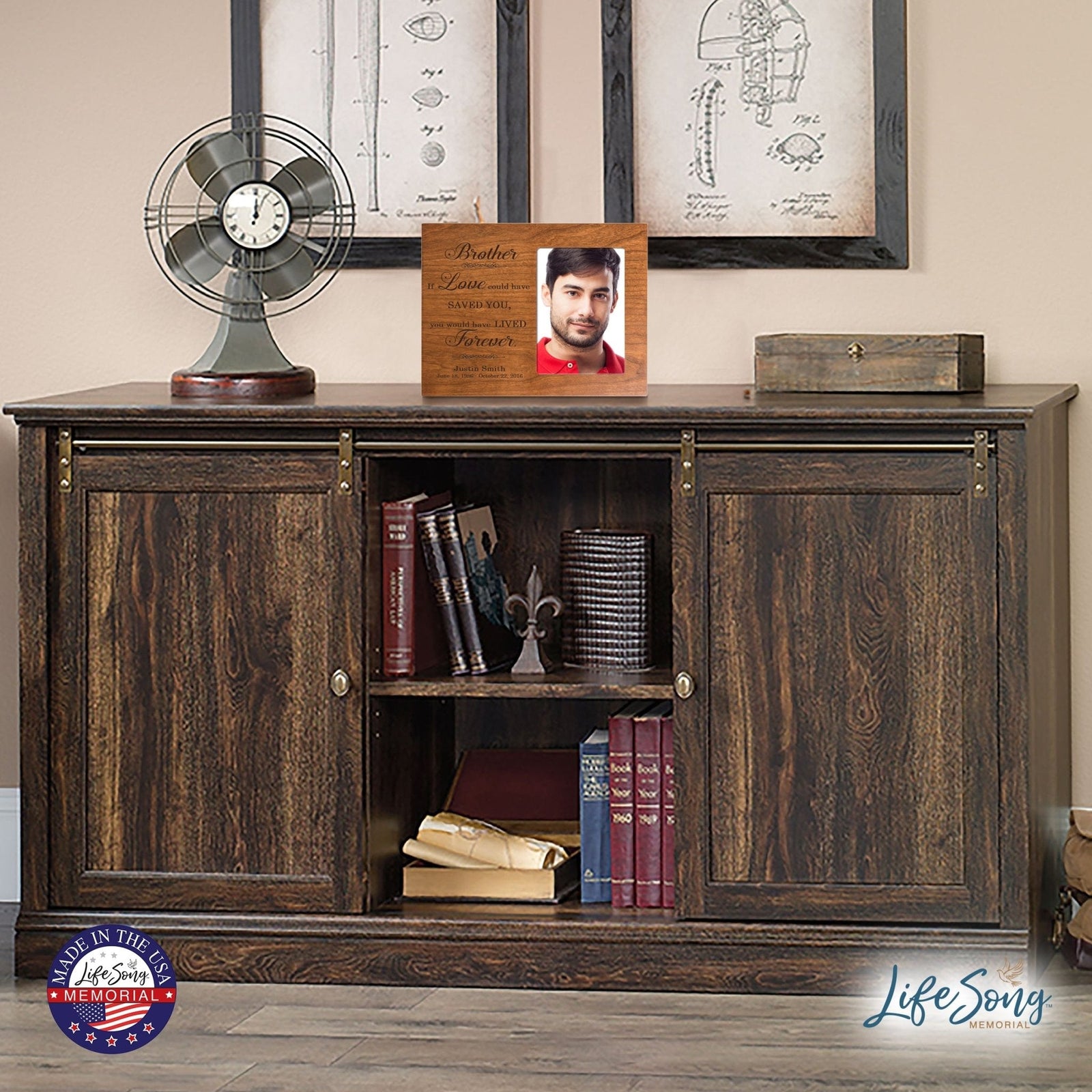 Personalized Horizontal 8x10 Wooden Memorial Picture Frame Holds 4x6 Photo - Brother, If Love Could - LifeSong Milestones