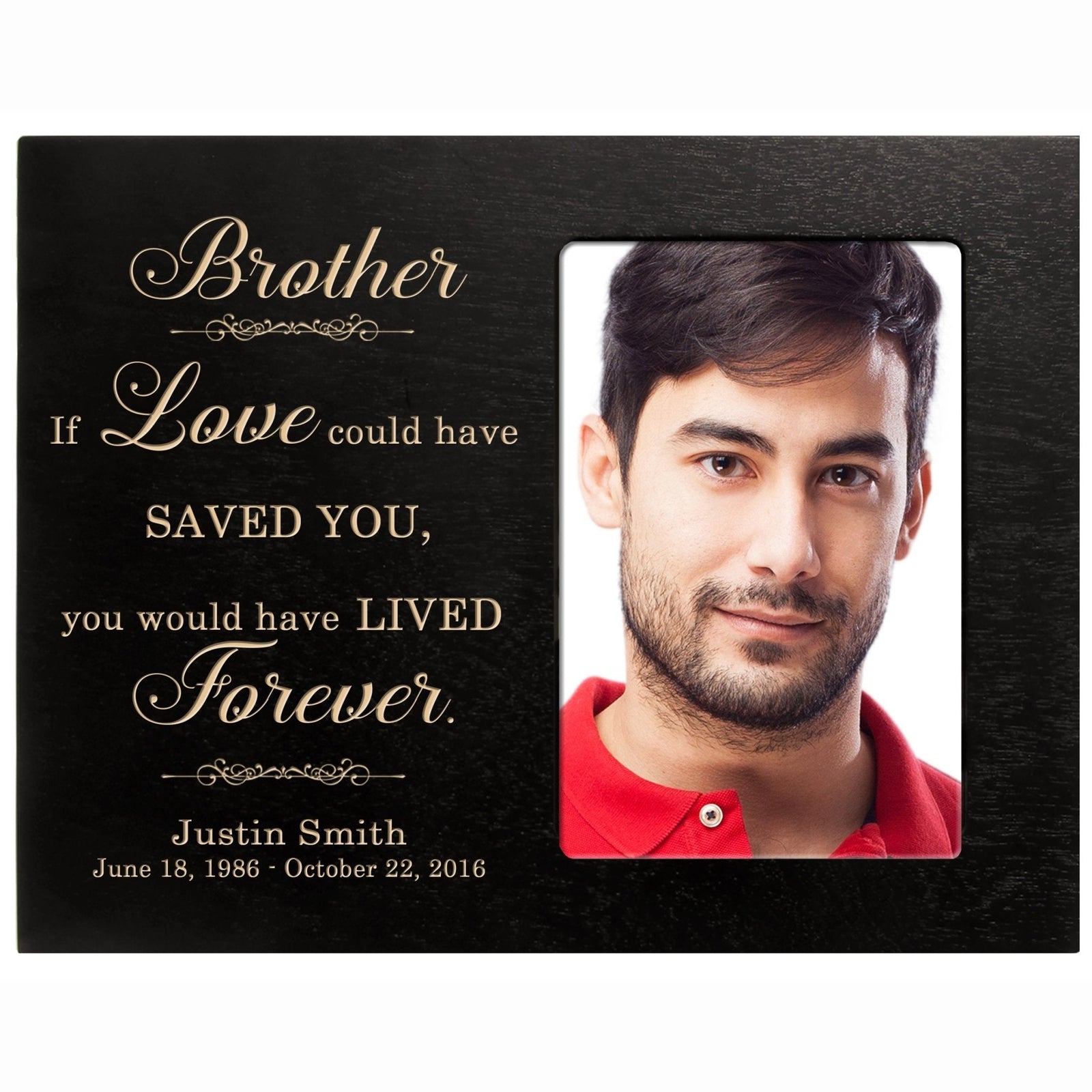 Personalized Horizontal 8x10 Wooden Memorial Picture Frame Holds 4x6 Photo - Brother, If Love Could - LifeSong Milestones