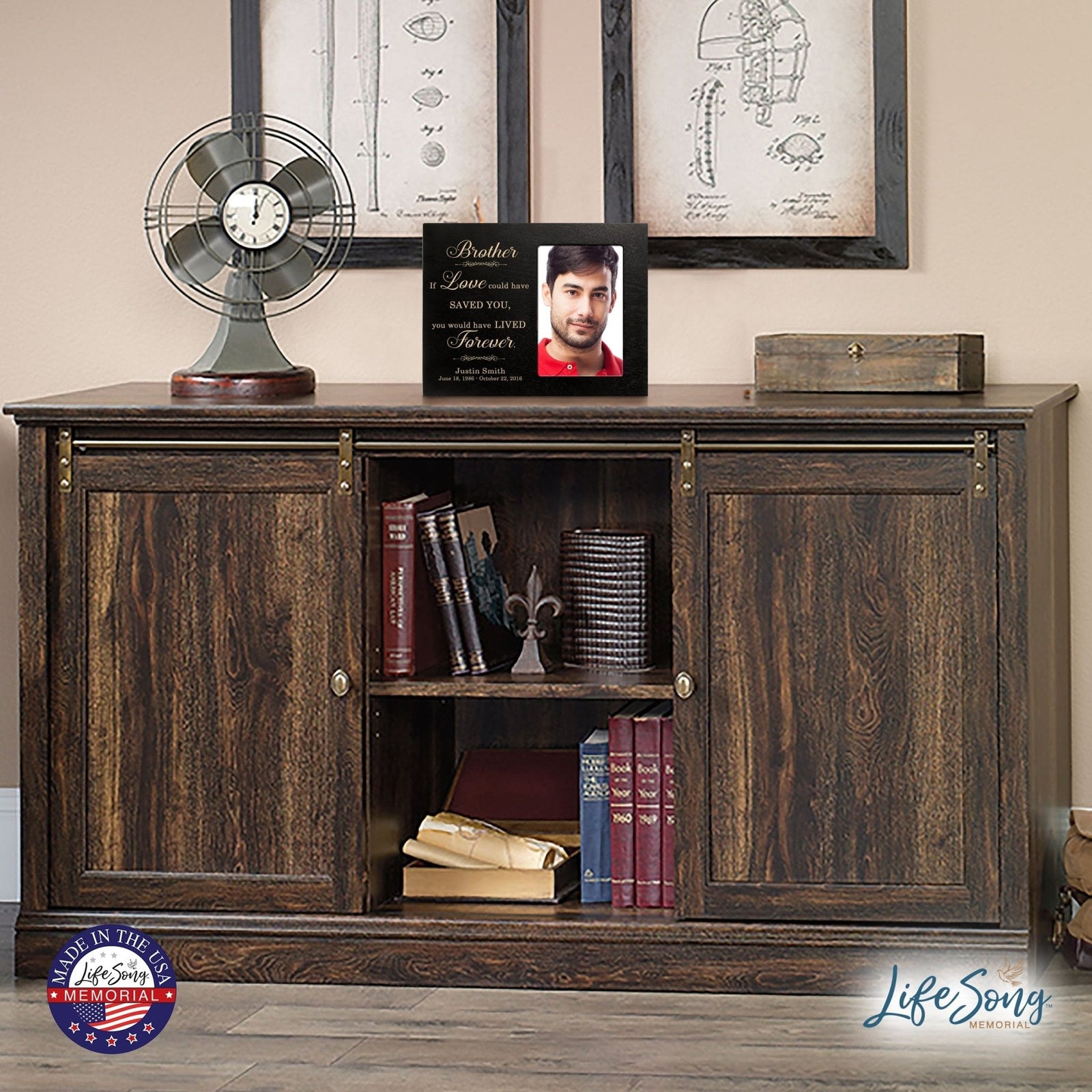 Personalized Horizontal 8x10 Wooden Memorial Picture Frame Holds 4x6 Photo - Brother, If Love Could - LifeSong Milestones