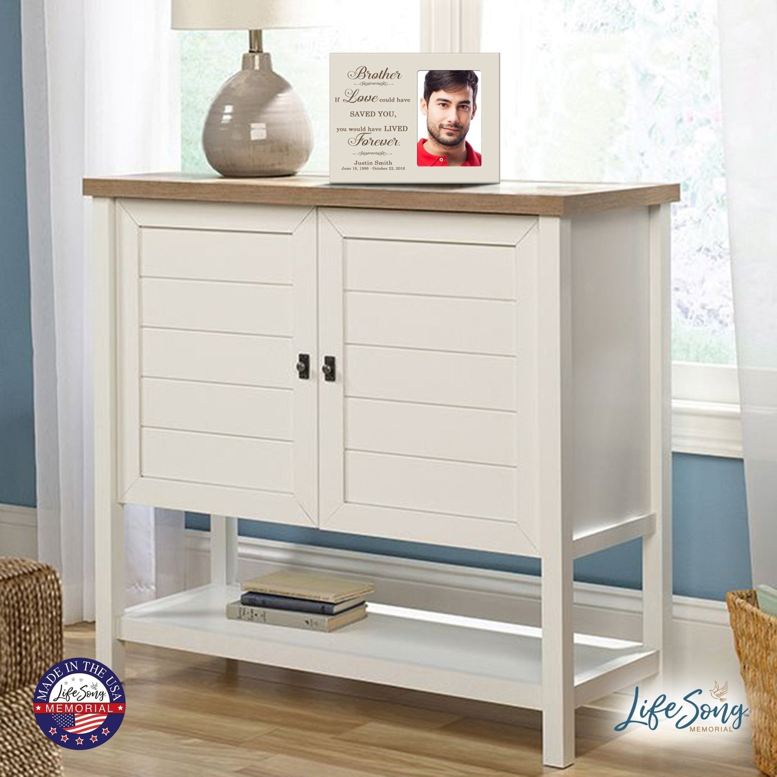 Personalized Horizontal 8x10 Wooden Memorial Picture Frame Holds 4x6 Photo - Brother, If Love Could - LifeSong Milestones