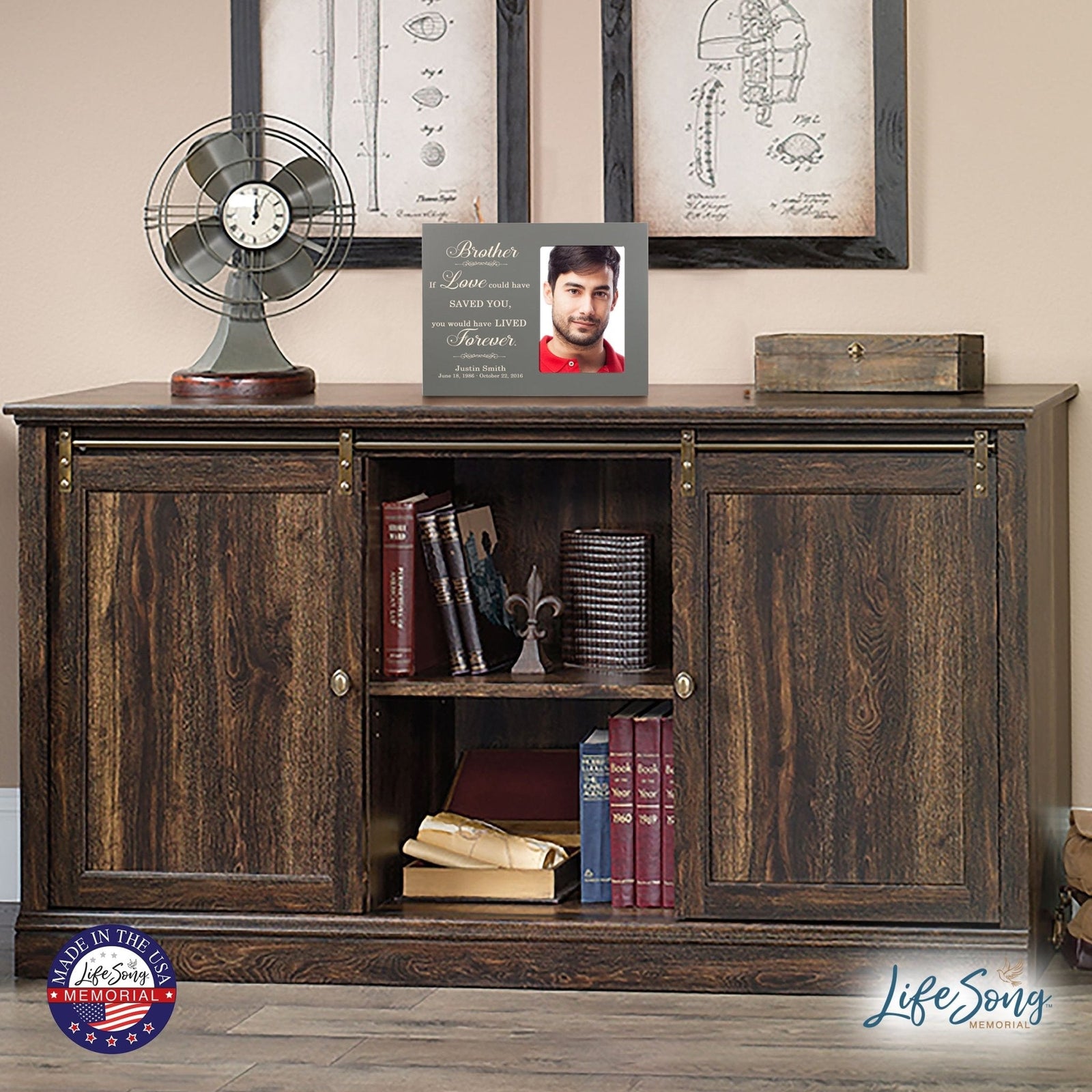 Personalized Horizontal 8x10 Wooden Memorial Picture Frame Holds 4x6 Photo - Brother, If Love Could - LifeSong Milestones