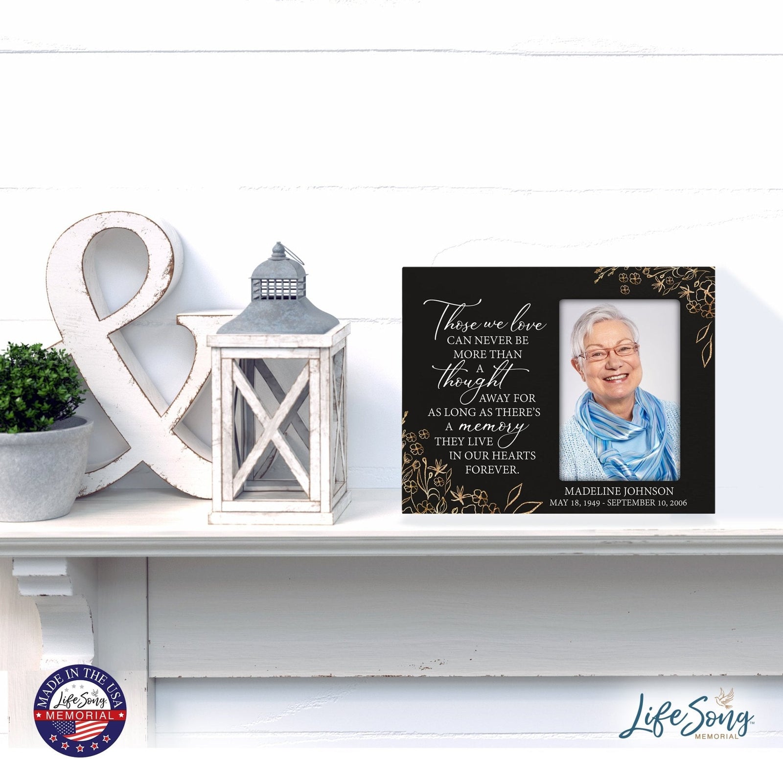 Personalized Horizontal 8x10 Wooden Memorial Picture Frame Holds 4x6 Photo - Those We Love Can Never (Black) - LifeSong Milestones