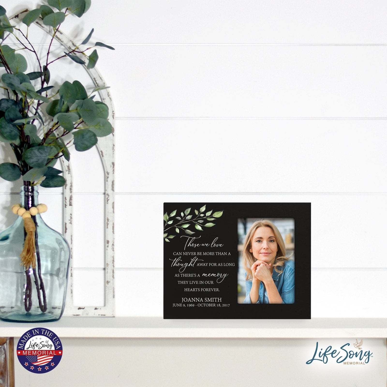 Personalized Horizontal 8x10 Wooden Memorial Picture Frame Holds 4x6 Photo - Those We Love Can Never (Black) - LifeSong Milestones