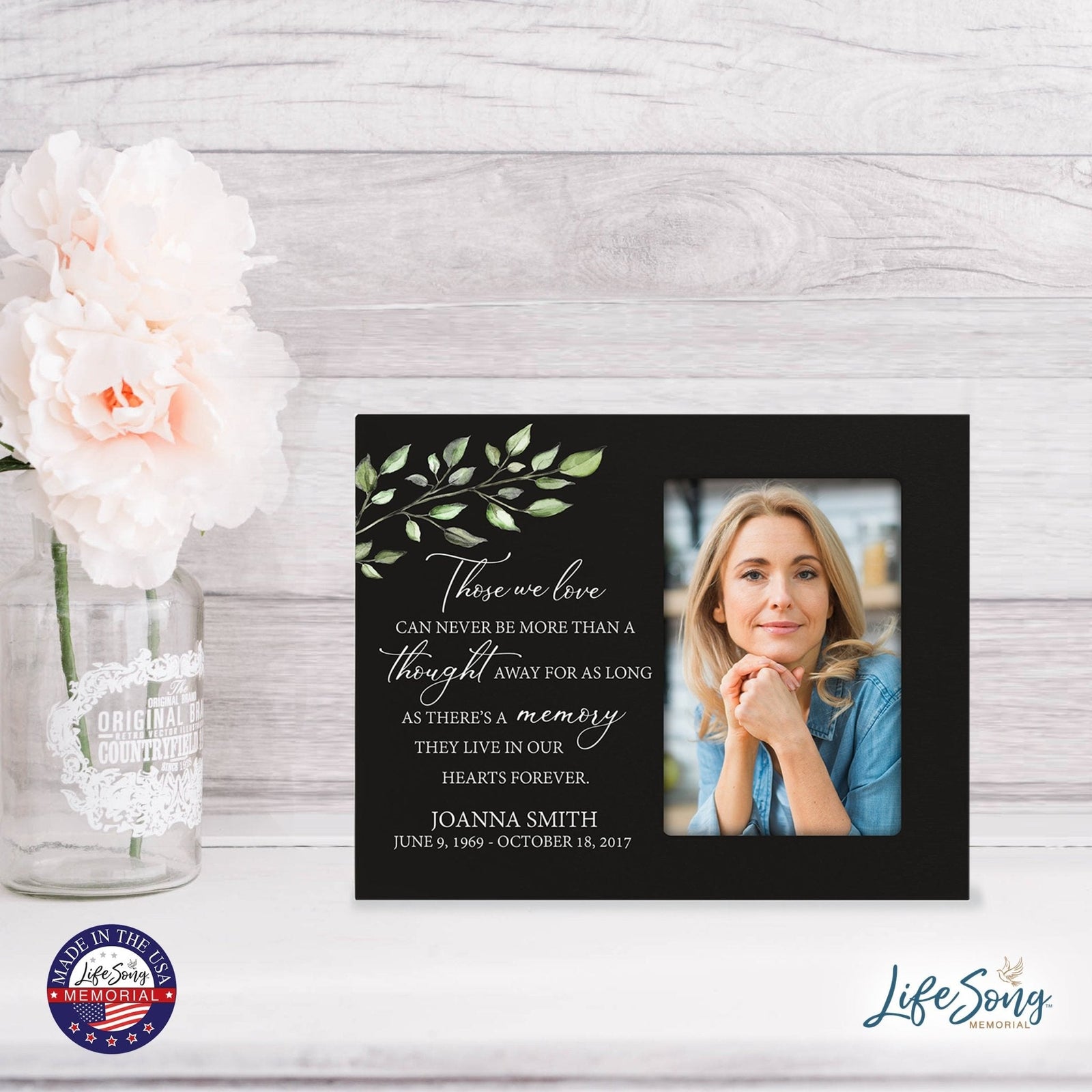 Personalized Horizontal 8x10 Wooden Memorial Picture Frame Holds 4x6 Photo - Those We Love Can Never (Black) - LifeSong Milestones