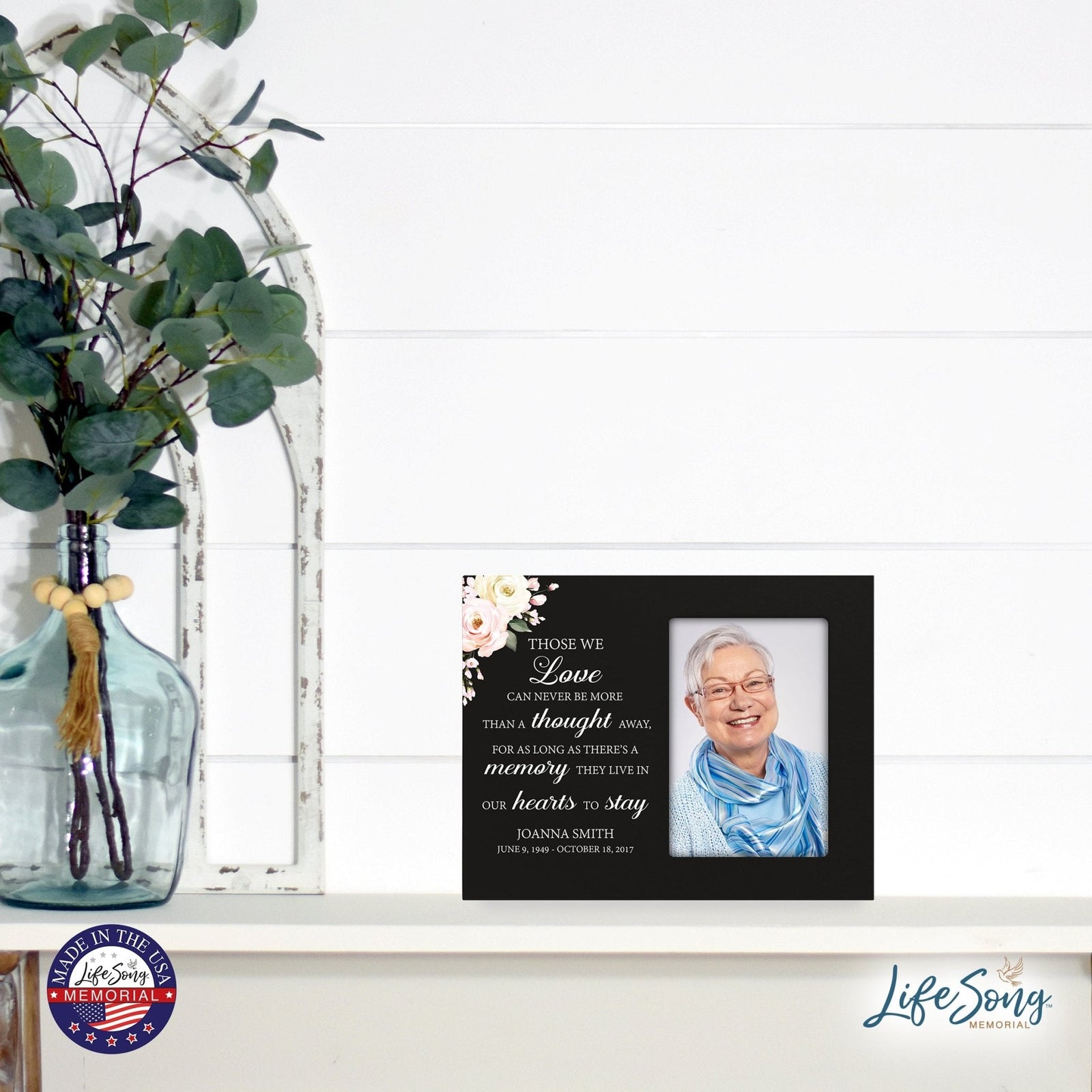 Personalized Horizontal 8x10 Wooden Memorial Picture Frame Holds 4x6 Photo - Those We Love Can Never (Black) - LifeSong Milestones