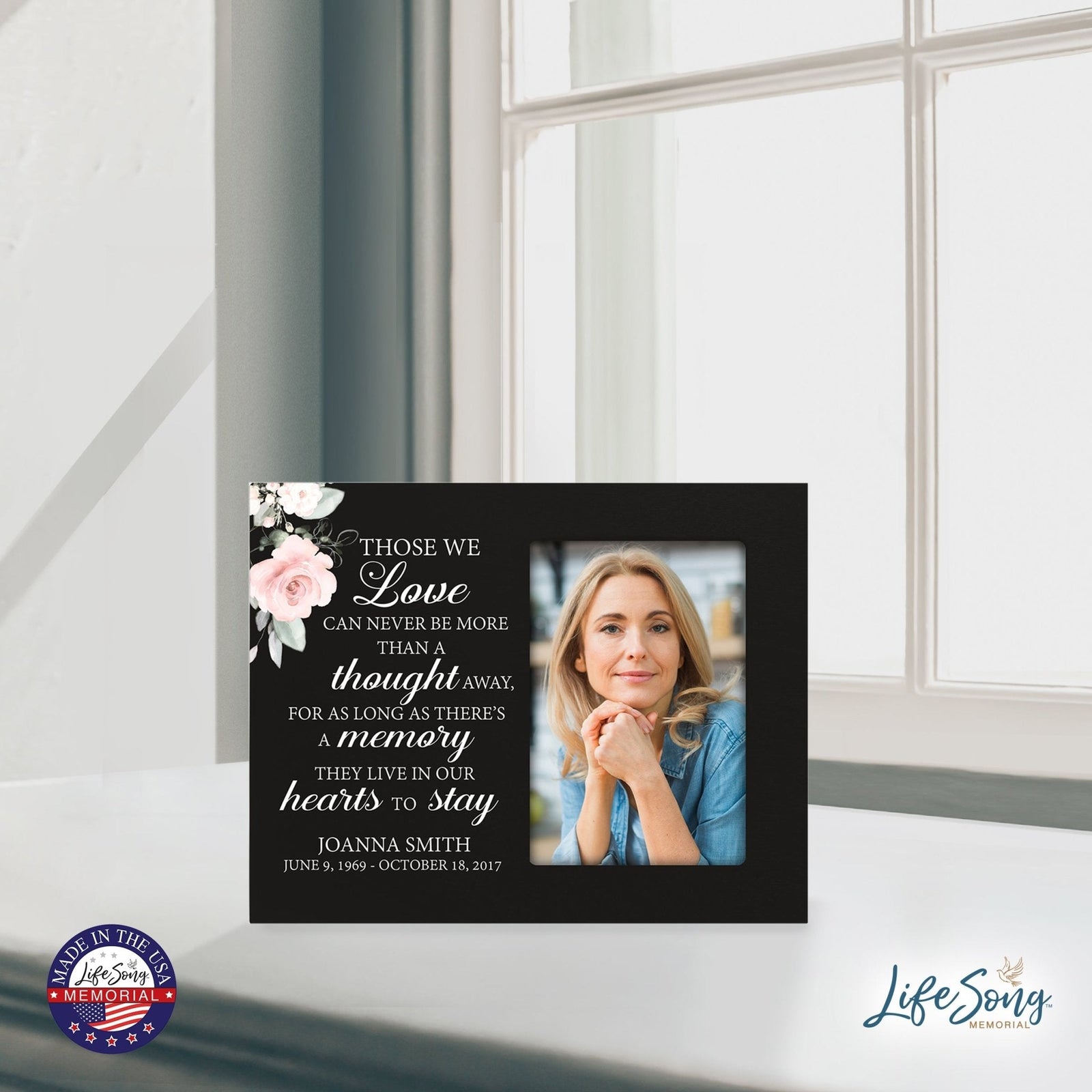 Personalized Horizontal 8x10 Wooden Memorial Picture Frame Holds 4x6 Photo - Those We Love Can Never (Black) - LifeSong Milestones