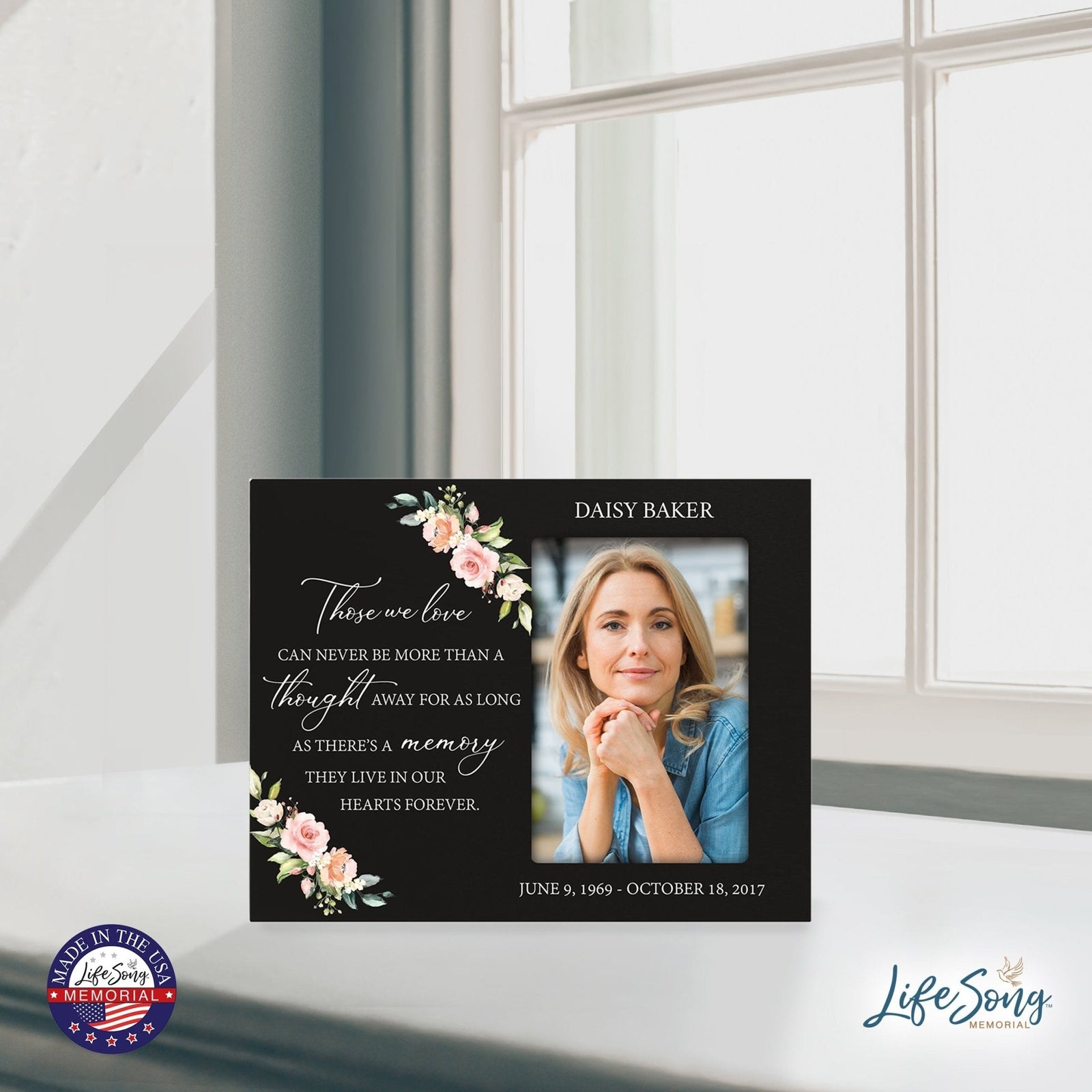 Personalized Horizontal 8x10 Wooden Memorial Picture Frame Holds 4x6 Photo - Those We Love Can Never (Black) - LifeSong Milestones