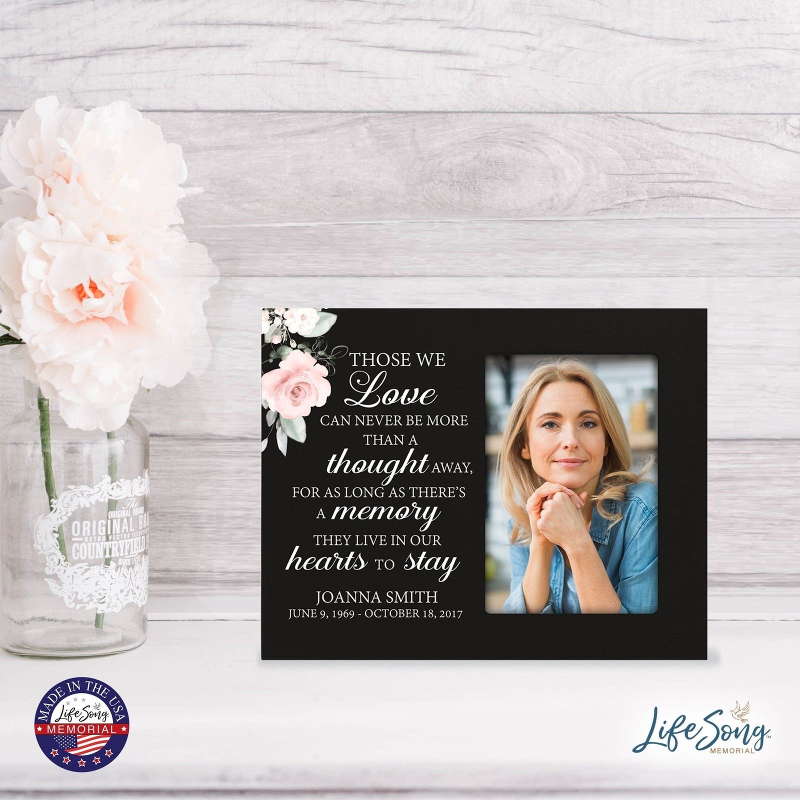 Personalized Horizontal 8x10 Wooden Memorial Picture Frame Holds 4x6 Photo - Those We Love Can Never (Black) - LifeSong Milestones