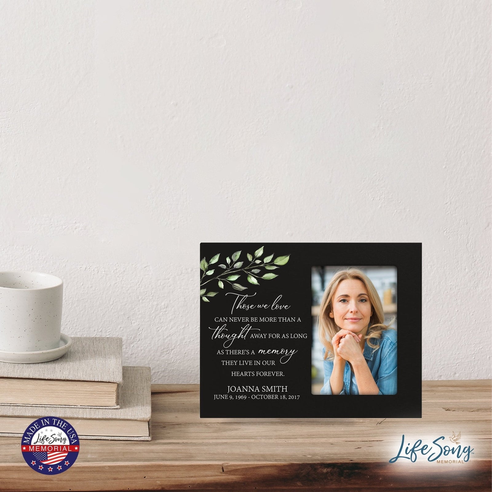 Personalized Horizontal 8x10 Wooden Memorial Picture Frame Holds 4x6 Photo - Those We Love Can Never (Black) - LifeSong Milestones