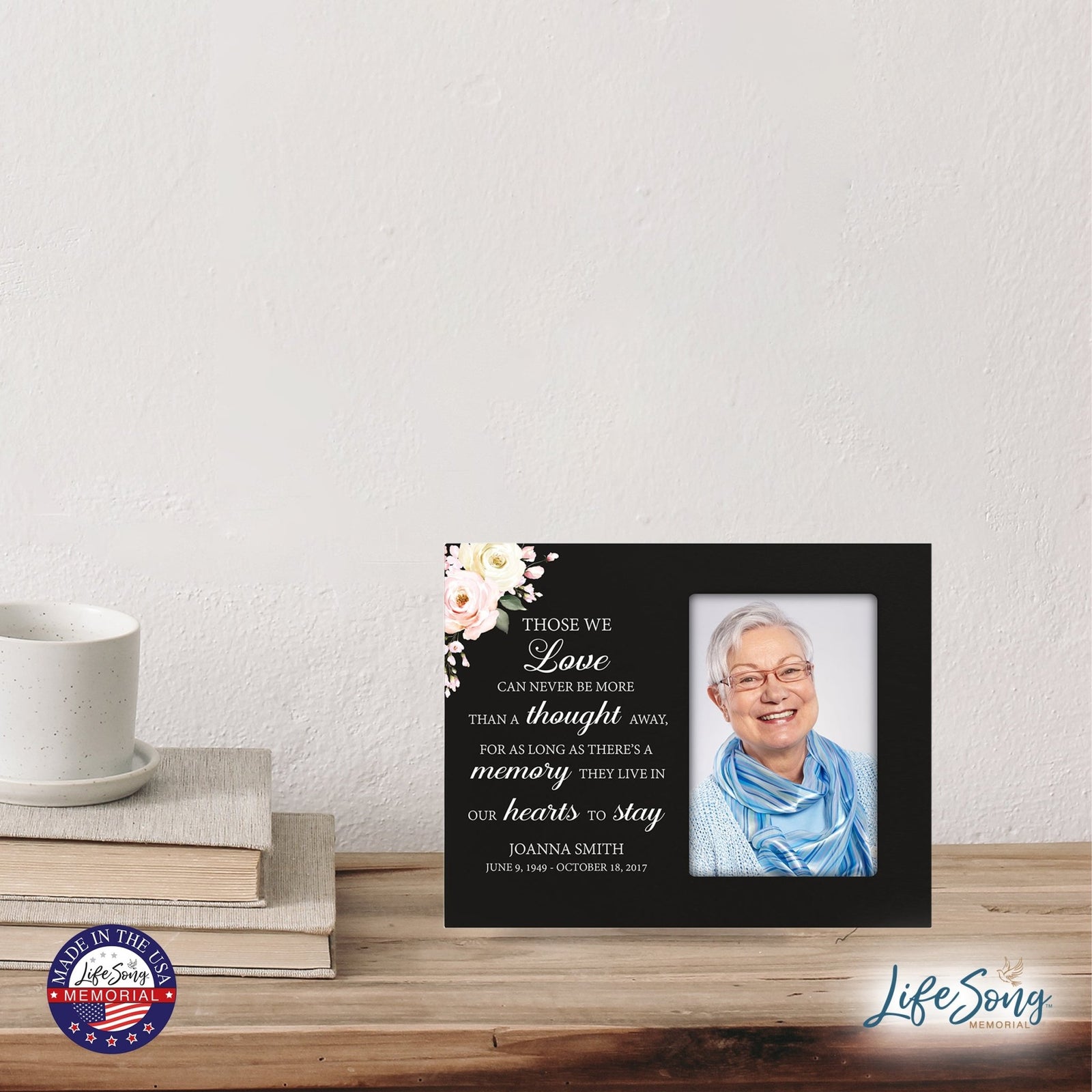 Personalized Horizontal 8x10 Wooden Memorial Picture Frame Holds 4x6 Photo - Those We Love Can Never (Black) - LifeSong Milestones