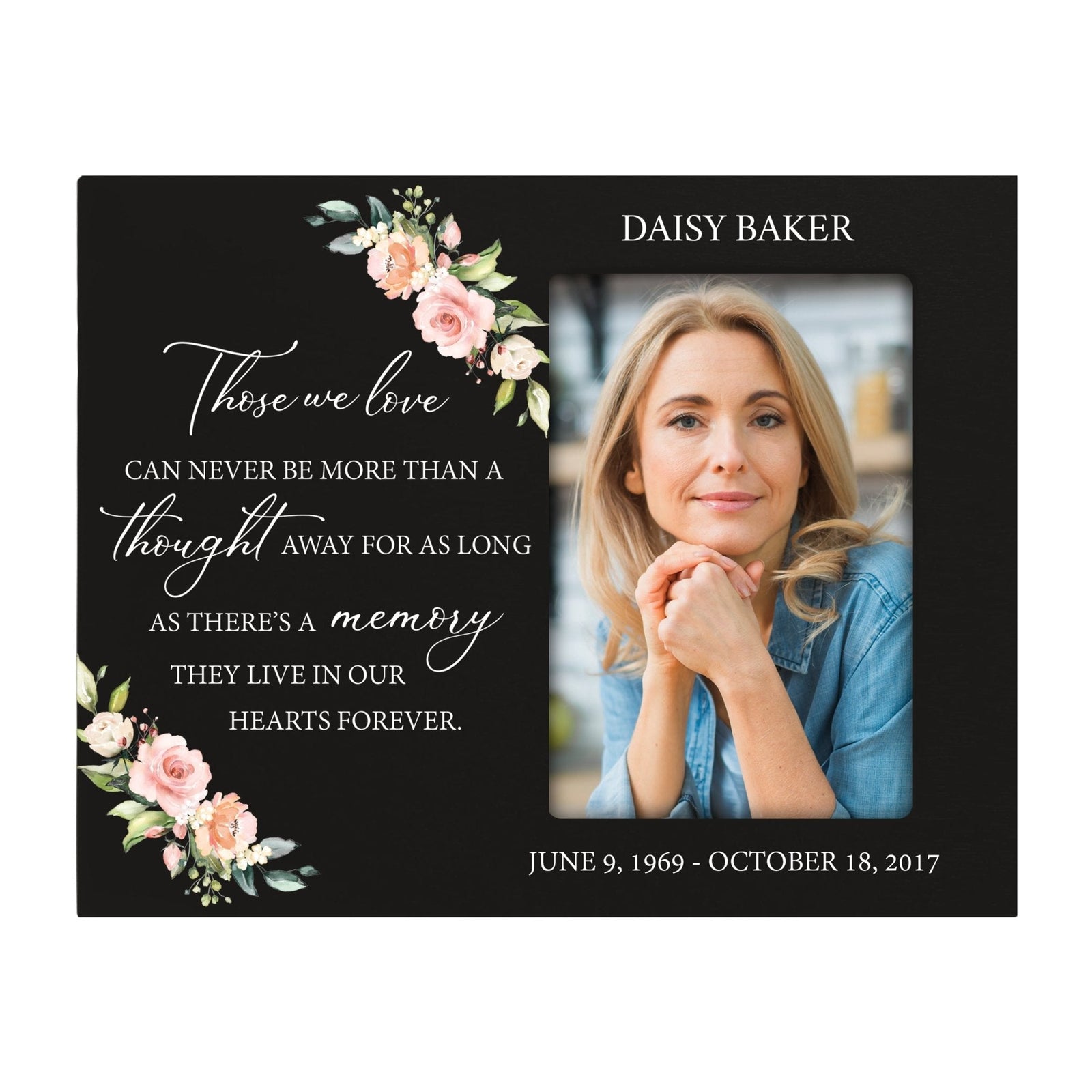 Personalized Horizontal 8x10 Wooden Memorial Picture Frame Holds 4x6 Photo - Those We Love Can Never (Black) - LifeSong Milestones