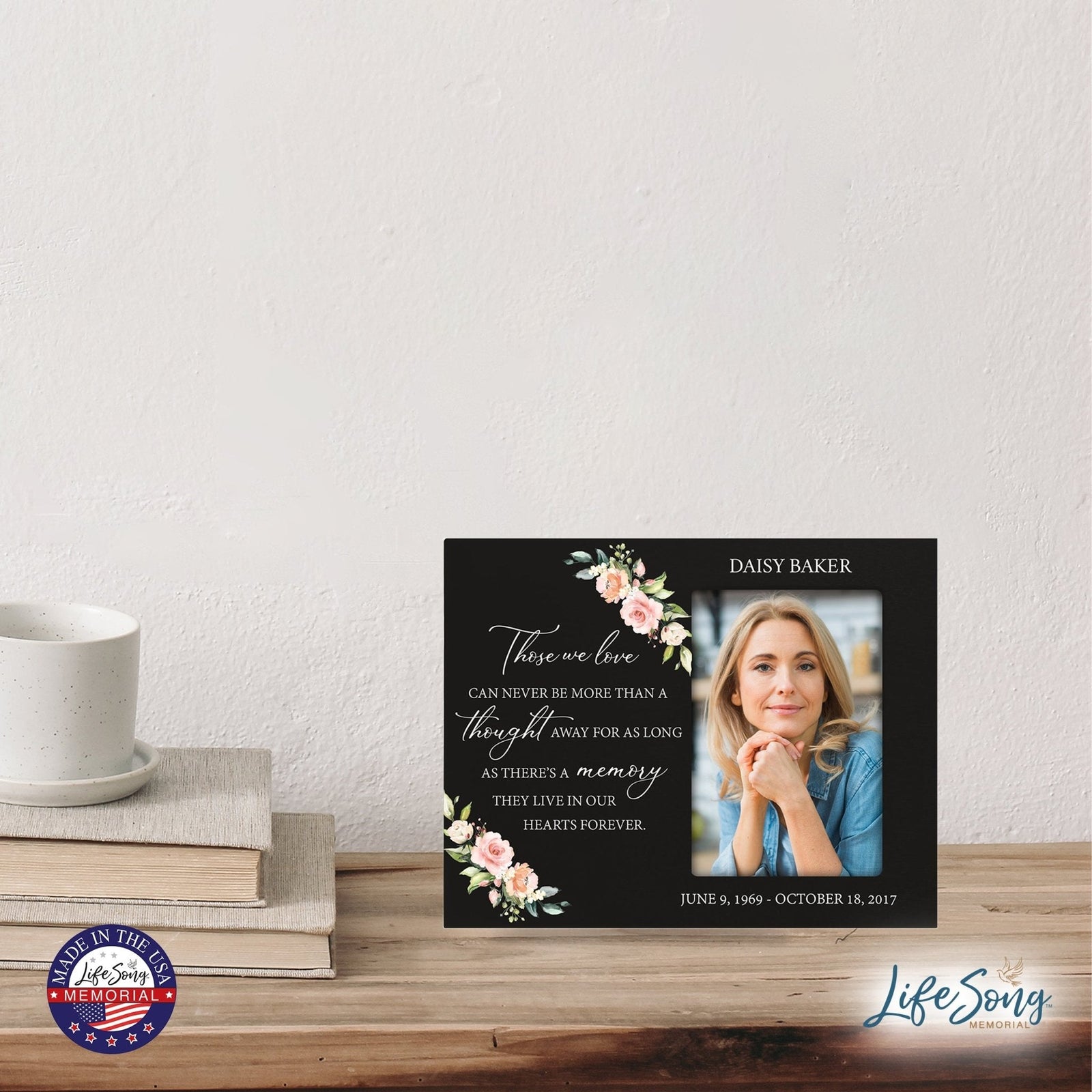 Personalized Horizontal 8x10 Wooden Memorial Picture Frame Holds 4x6 Photo - Those We Love Can Never (Black) - LifeSong Milestones