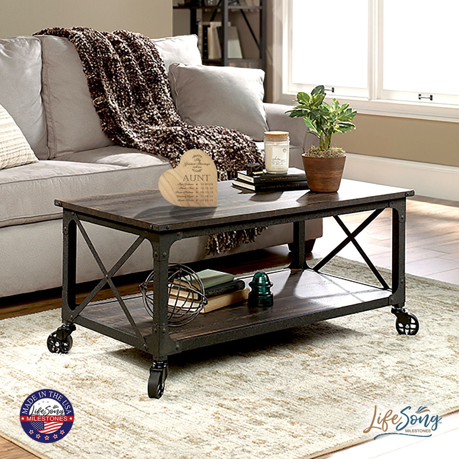 Personalized Inspirational Aunt’s Love Solid Wood Heart Decoration 5x5.25 - My Greatest Blessing - LifeSong Milestones