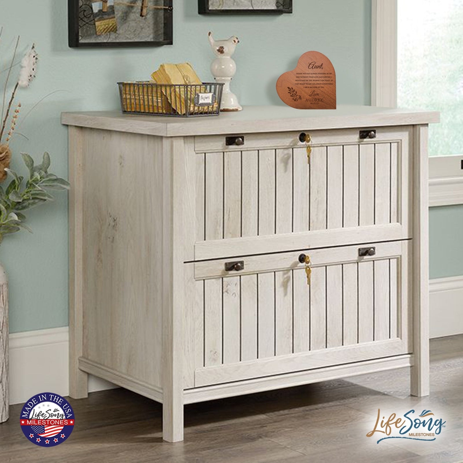 Personalized Inspirational Aunt’s Love Solid Wood Heart Decoration 5x5.25 - Thank You For - LifeSong Milestones