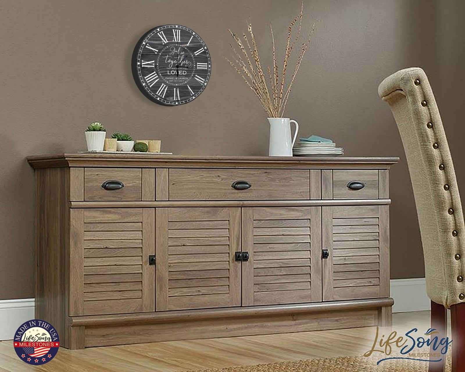 Personalized Inspirational Everyday Home and Family Wall Clock 12 x 12 x 0.125-(And So Together) - LifeSong Milestones