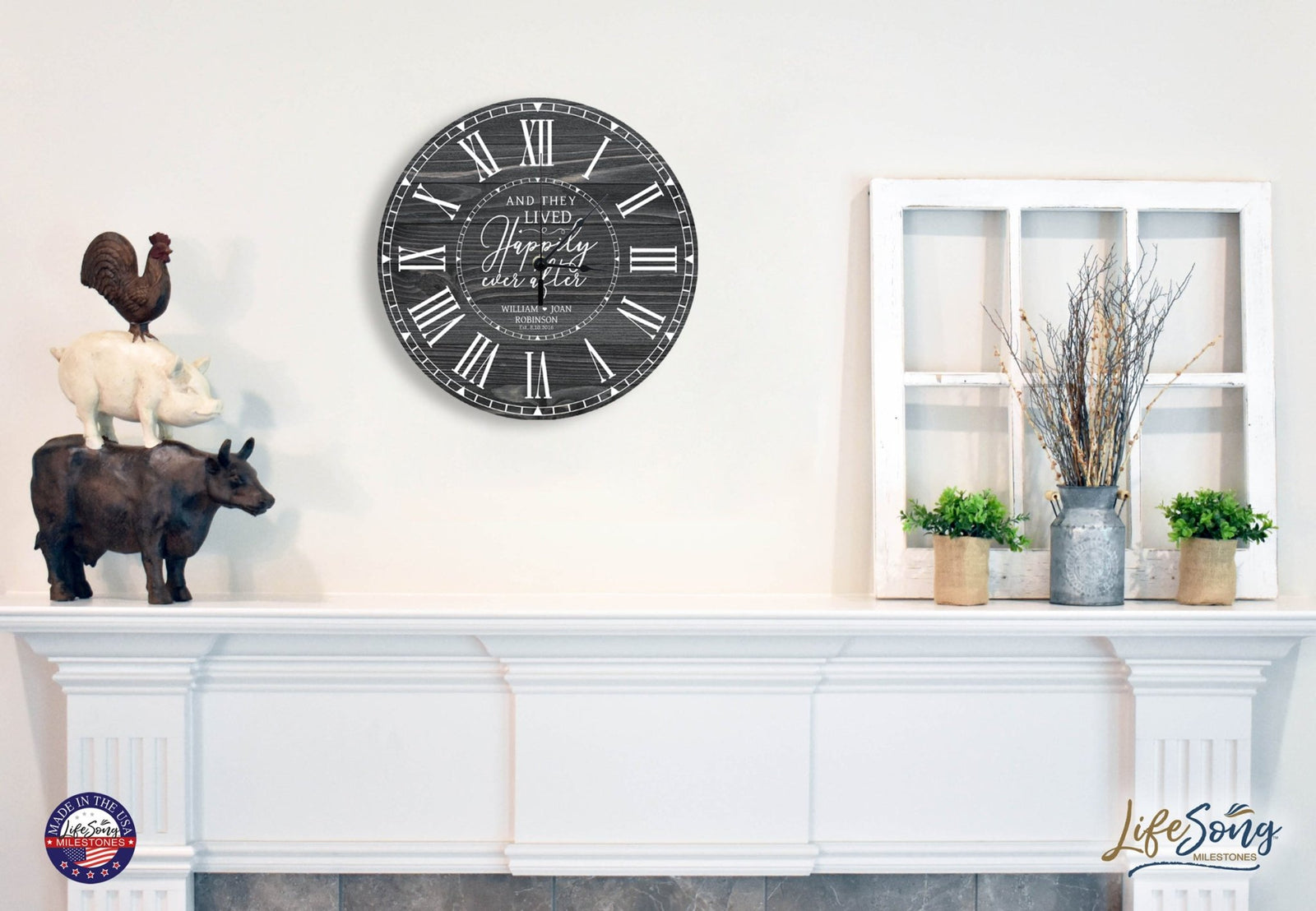 Personalized Inspirational Everyday Home and Family Wall Clock 12 x 12 x 0.125-(And They Lived) - LifeSong Milestones