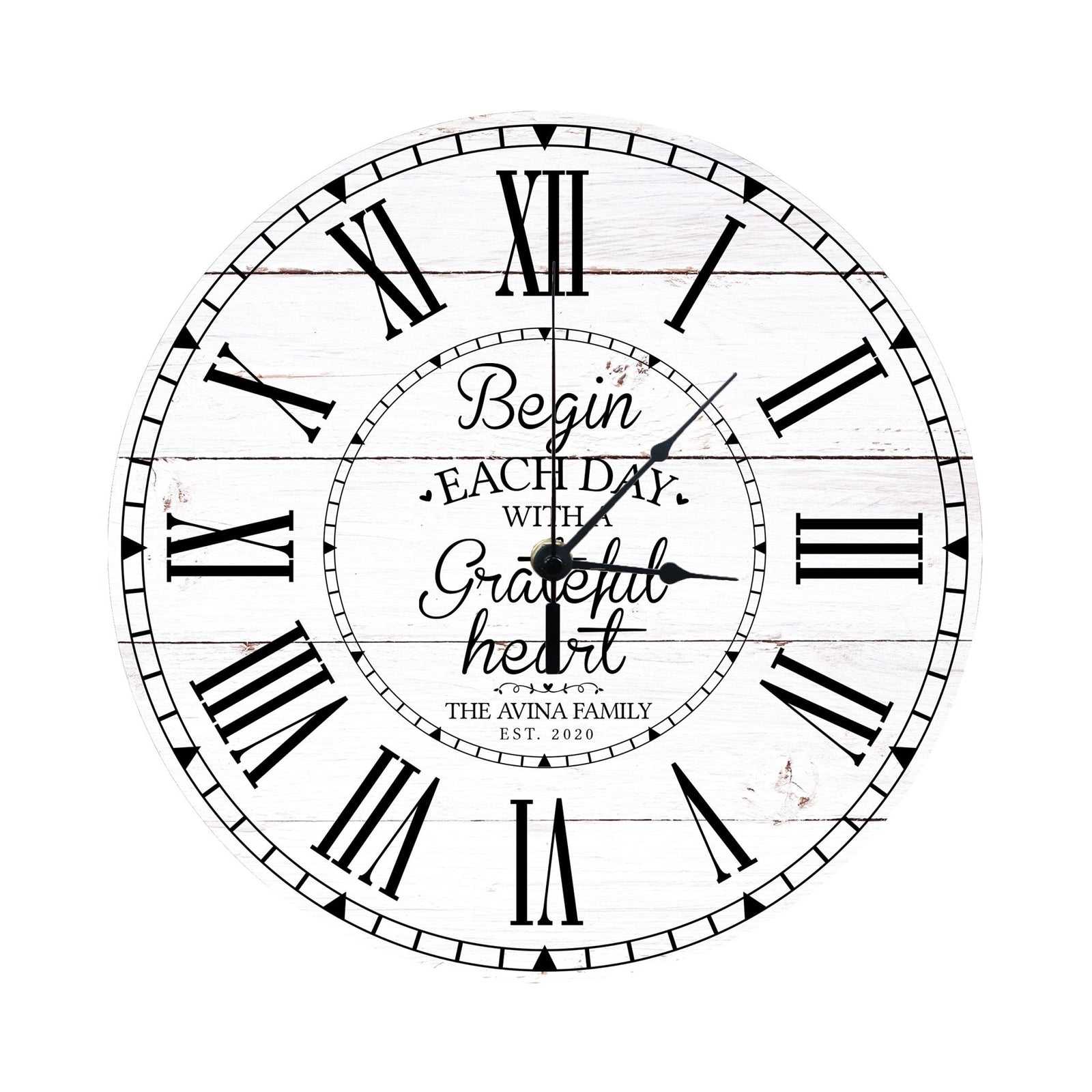Personalized Inspirational Everyday Home and Family Wall Clock 12 x 12 x 0.125-(Begin each day) - LifeSong Milestones