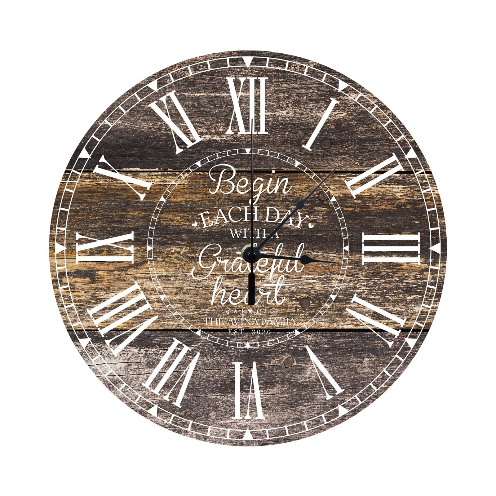 Personalized Inspirational Everyday Home and Family Wall Clock 12 x 12 x 0.125-(Begin each day) - LifeSong Milestones