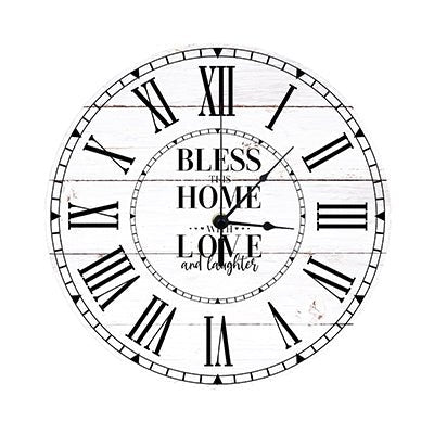 Personalized Inspirational Everyday Home and Family Wall Clock 12 x 12 x 0.125-(Bless This Home) - LifeSong Milestones