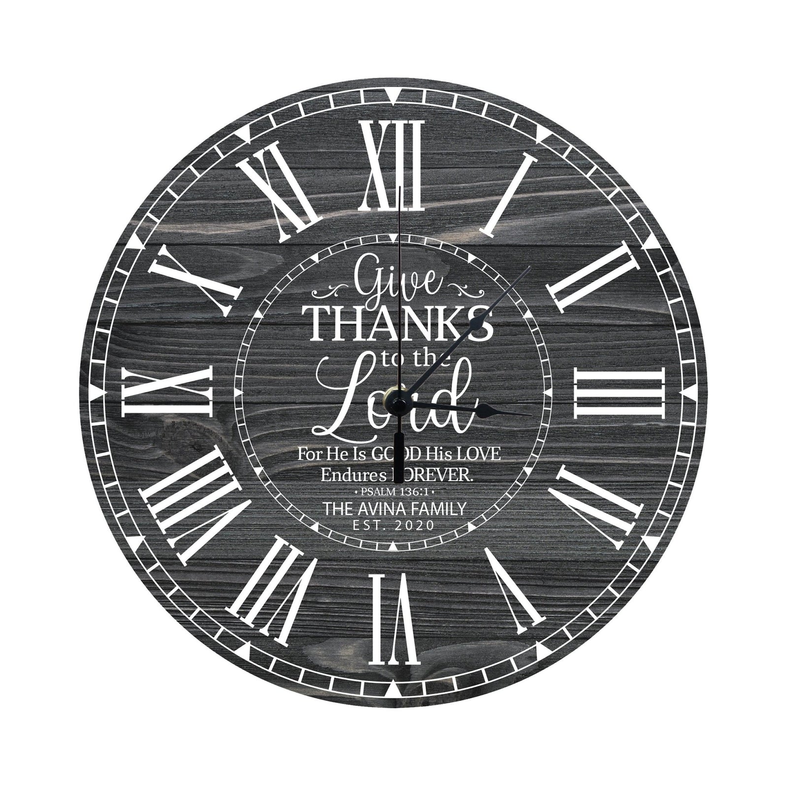 Personalized Inspirational Everyday Home and Family Wall Clock 12 x 12 x 0.125-(Give Thanks) - LifeSong Milestones