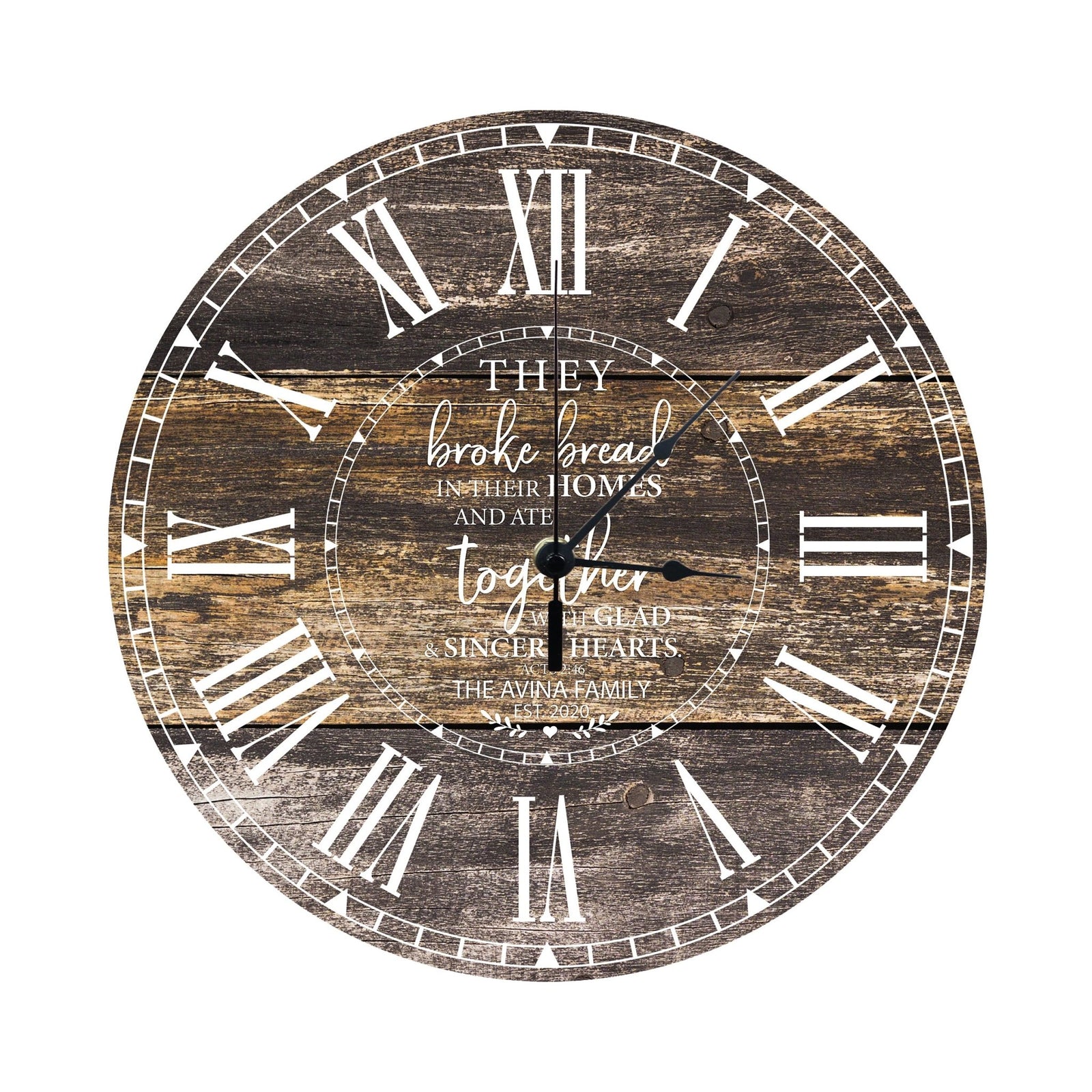 Personalized Inspirational Everyday Home and Family Wall Clock 12 x 12 x 0.125-(They broke bread) - LifeSong Milestones