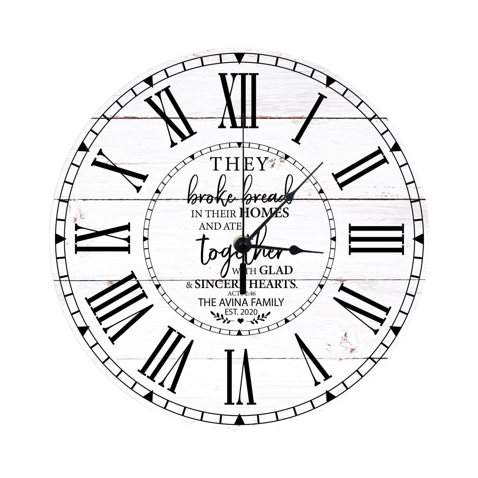 Personalized Inspirational Everyday Home and Family Wall Clock 12 x 12 x 0.125-(They broke bread) - LifeSong Milestones
