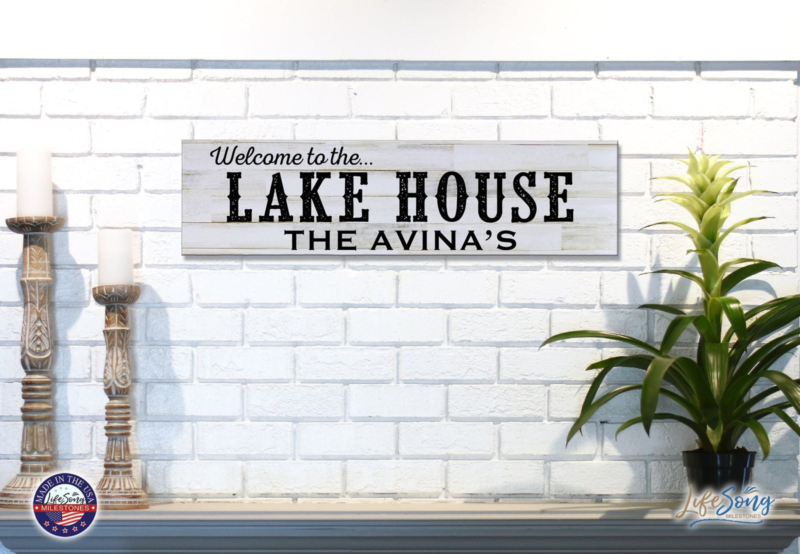 Personalized Inspirational Modern Family Beach House Wooden Wall Plaque 10x40 – Beach House (Slippers) - LifeSong Milestones