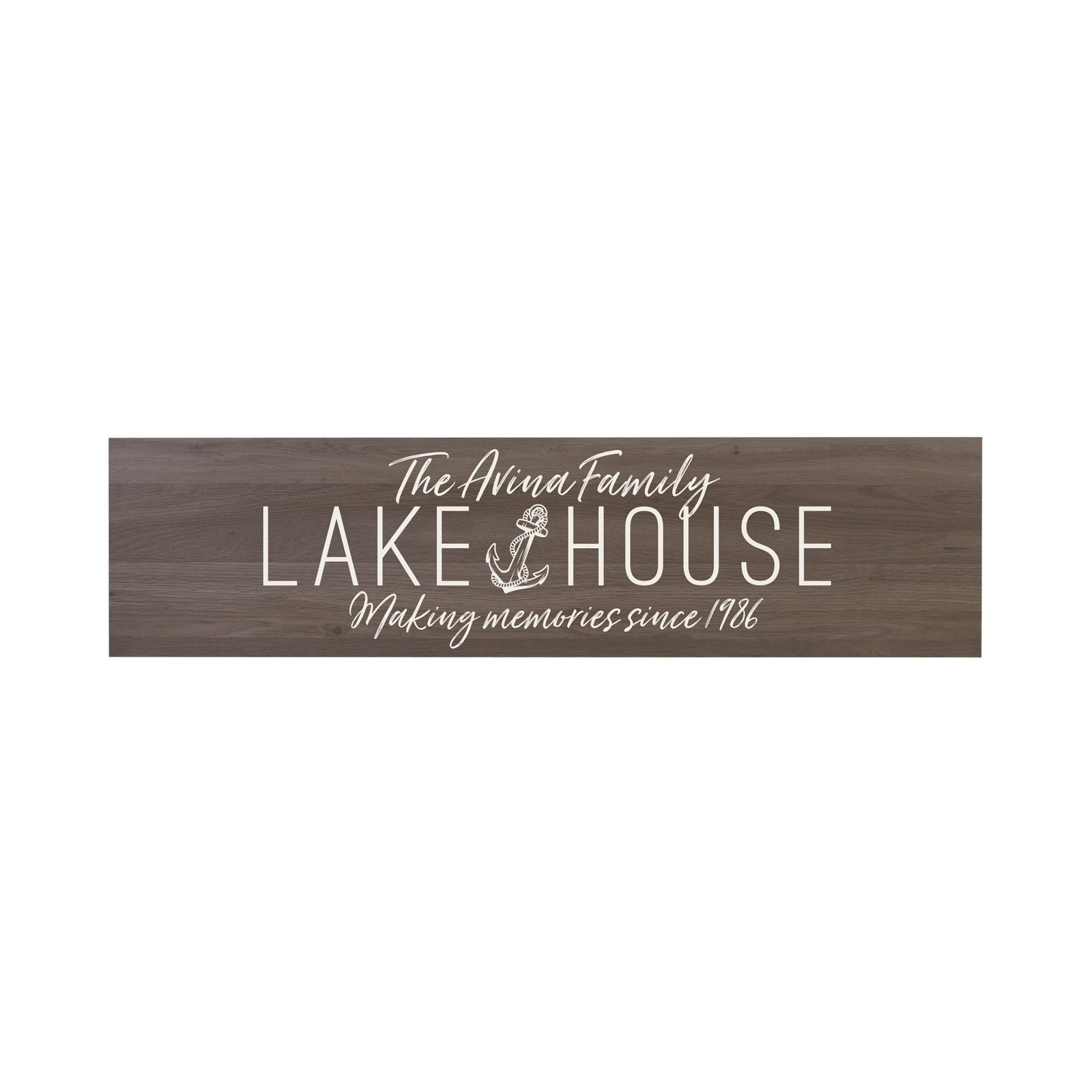 Personalized Inspirational Modern Family Beach House Wooden Wall Plaque 10x40 – Lake House (Anchor) - LifeSong Milestones