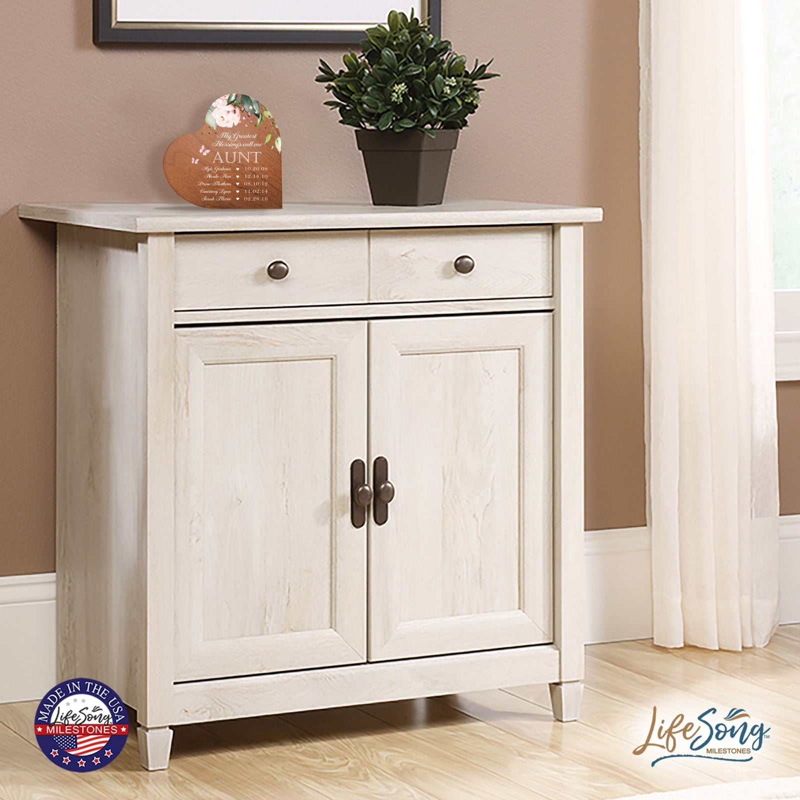 Personalized Inspiring Aunt's Love Wooden Heart Block 5in Great - My Greatest Blessings - Aunt - LifeSong Milestones