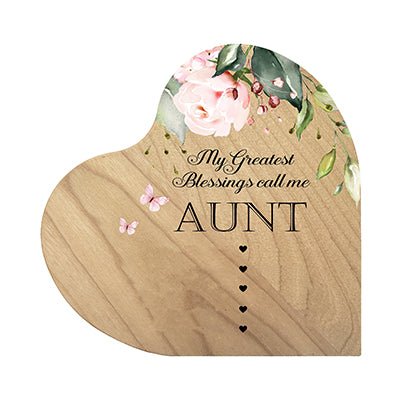 Personalized Inspiring Aunt's Love Wooden Heart Block 5in Great - My Greatest Blessings - Aunt - LifeSong Milestones