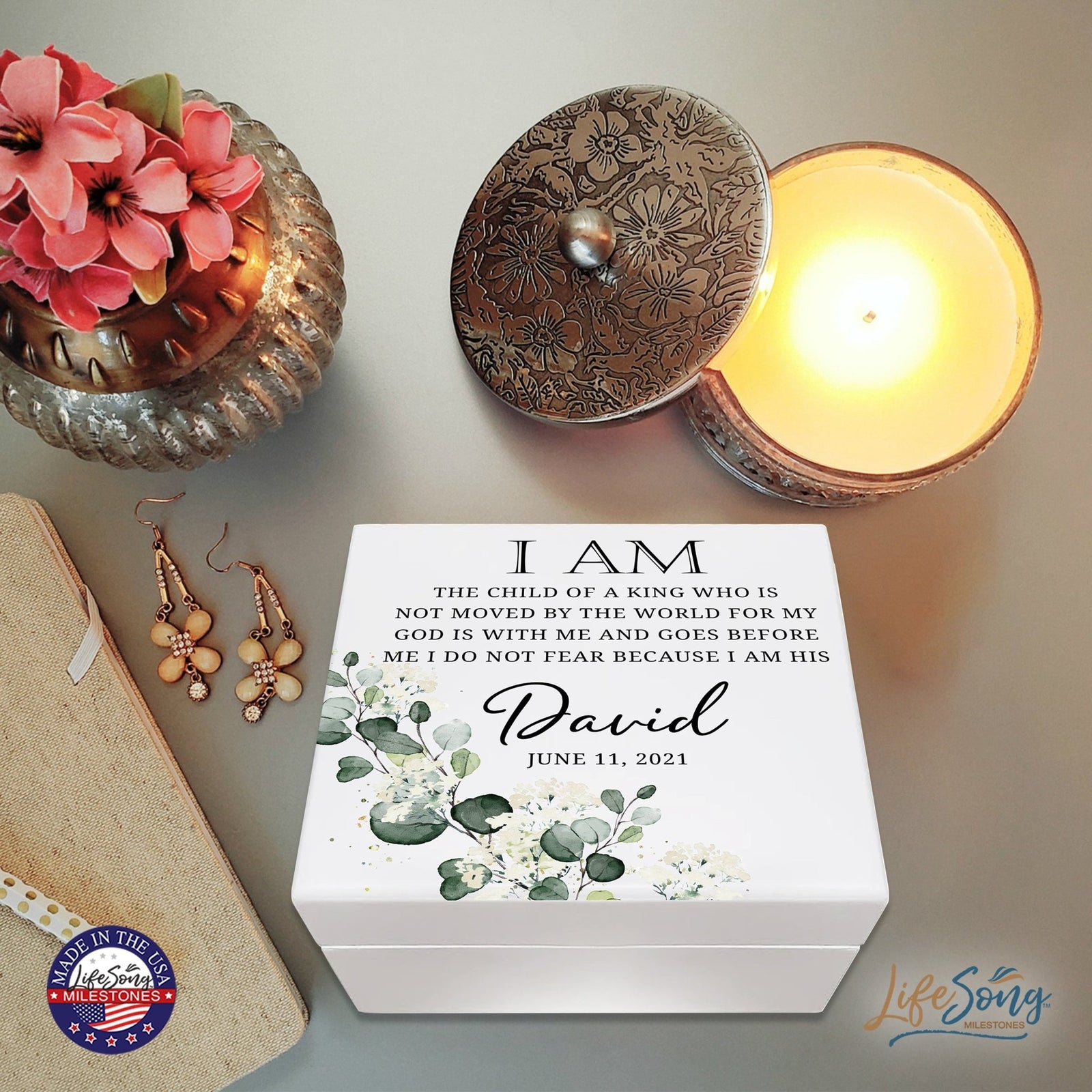 Lifesong Milestones Personalized Baptism Keepsake Jewelry Box Gift for Boys and Girls