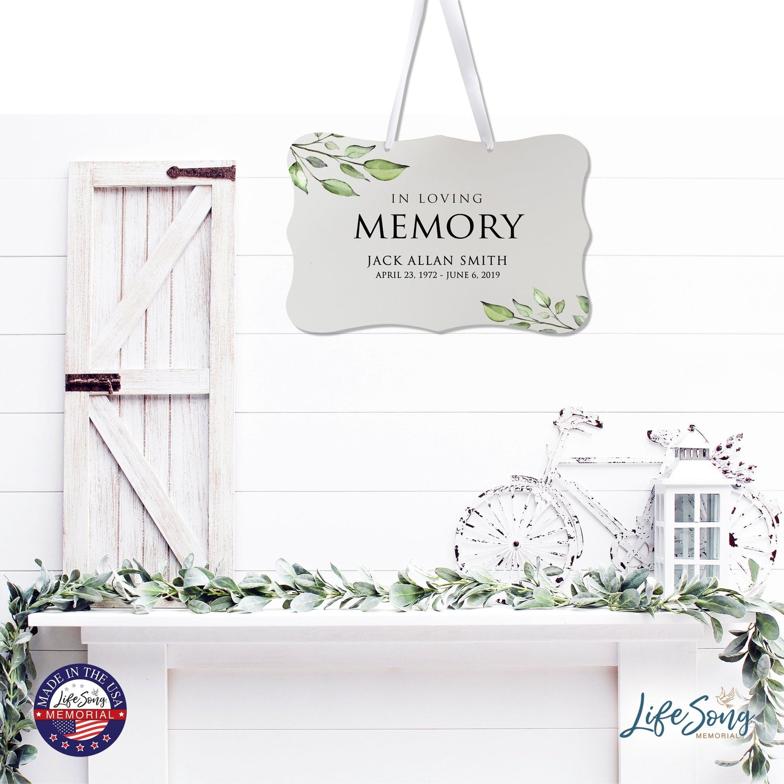 Personalized Inspiring Memorial Scalloped Ribbon Sign 8x12in - In loving memory - LifeSong Milestones