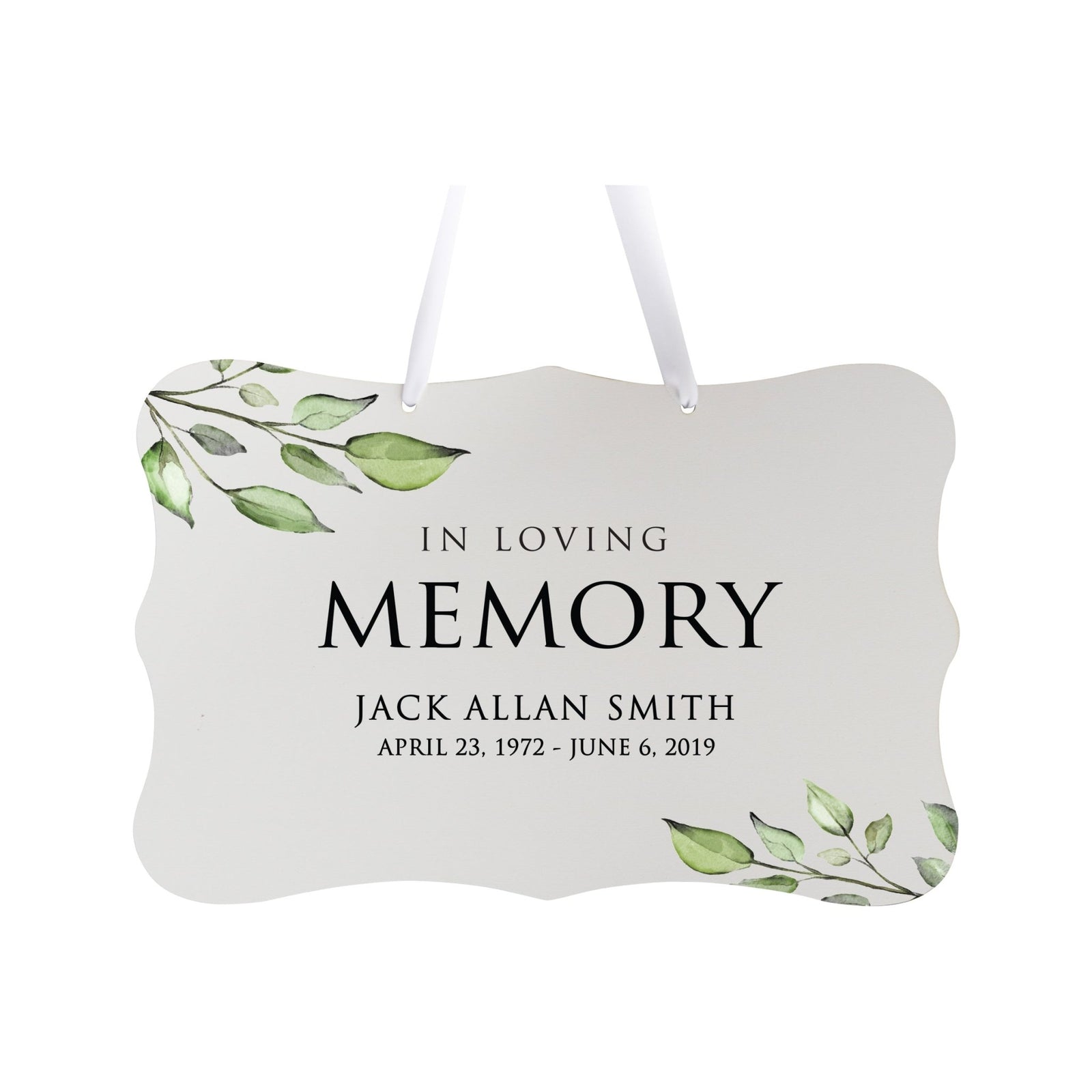 Personalized Inspiring Memorial Scalloped Ribbon Sign 8x12in - In loving memory - LifeSong Milestones