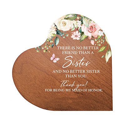 Personalized Inspiring Sister's Love Wooden Heart Block 5in Great - No Better Friend - LifeSong Milestones
