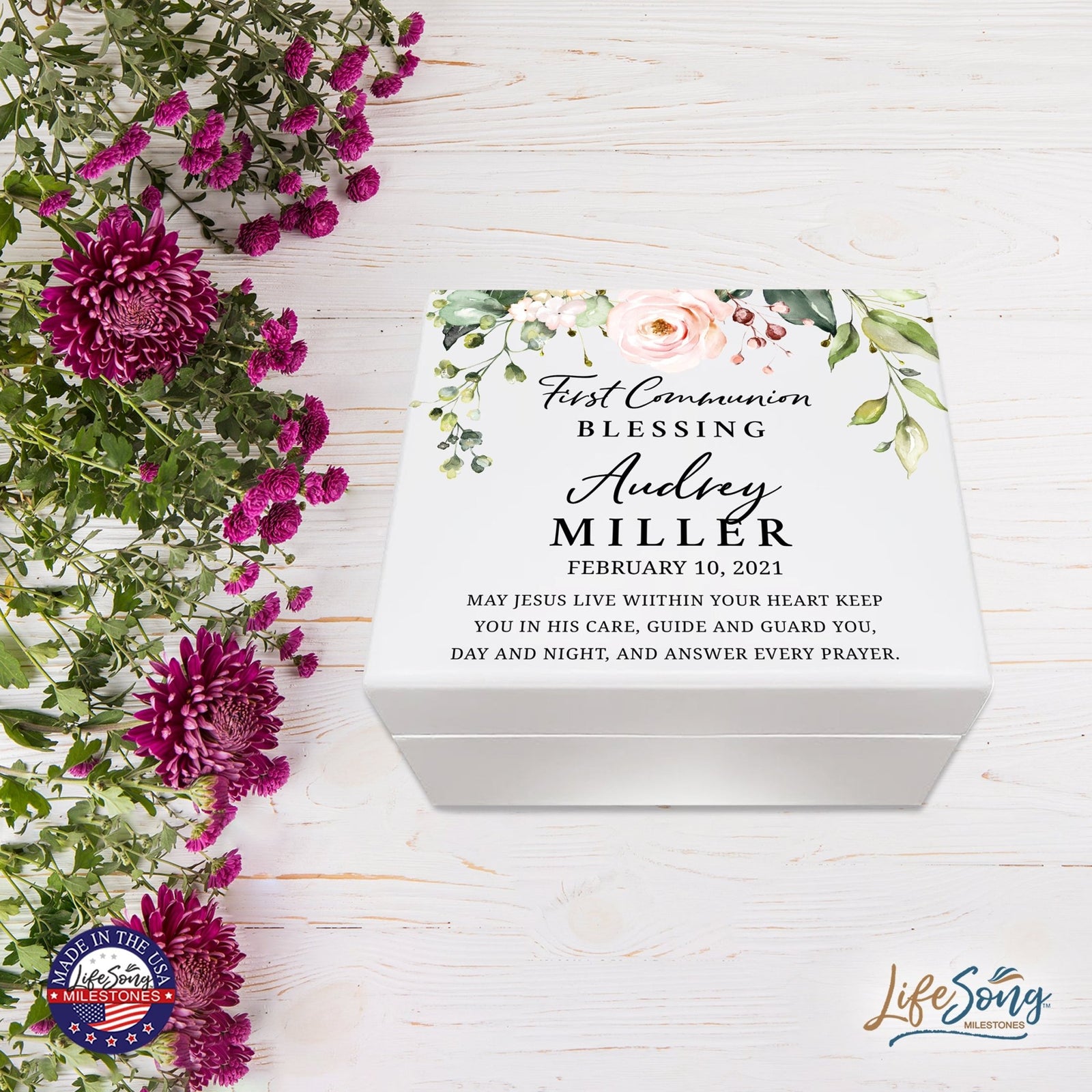 Lifesong Milestones Personalized First Holy Communion Keepsake Jewelry Box Gift for Girls