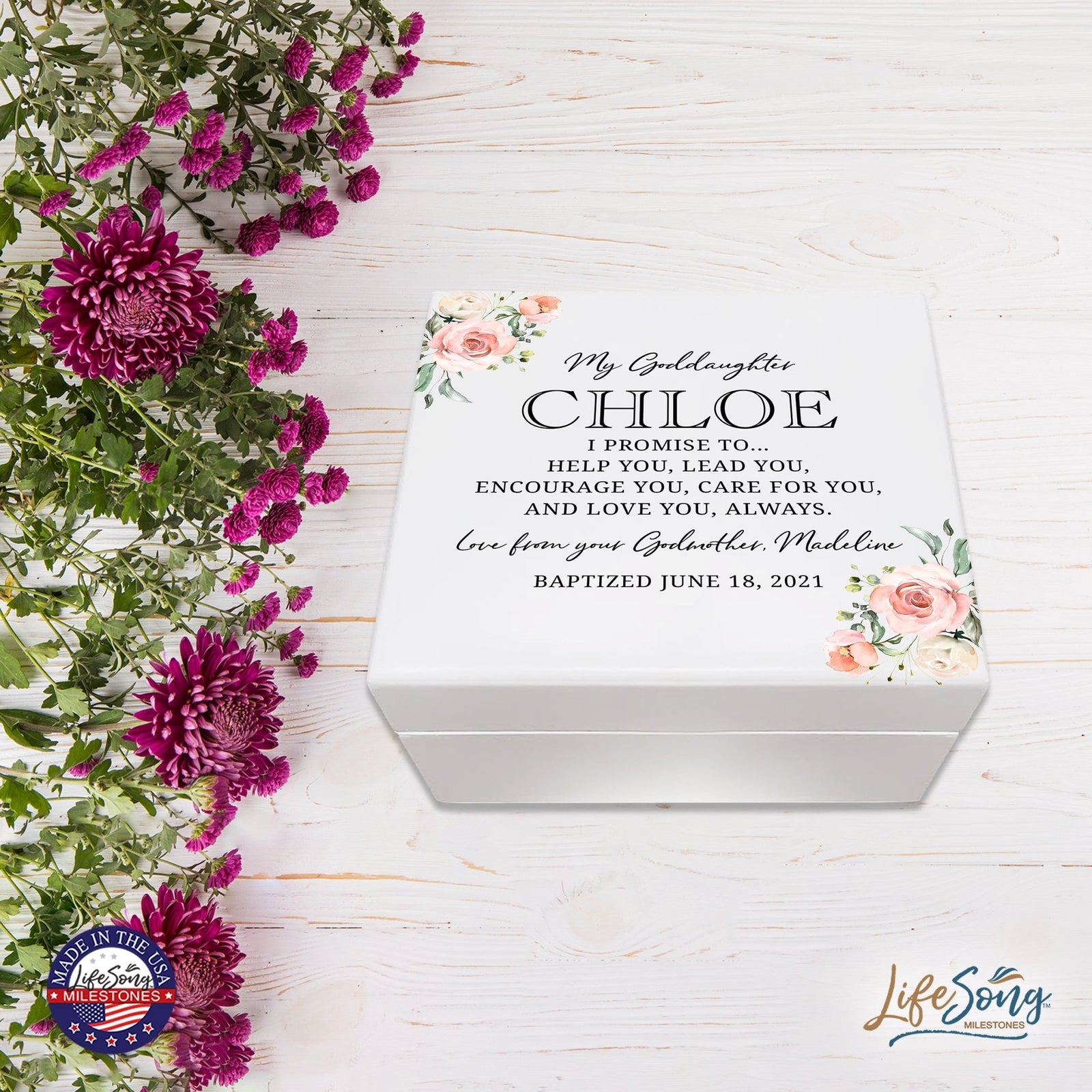 Lifesong Milestones Jewelry Keepsake Box with inset mirror for Goddaughter