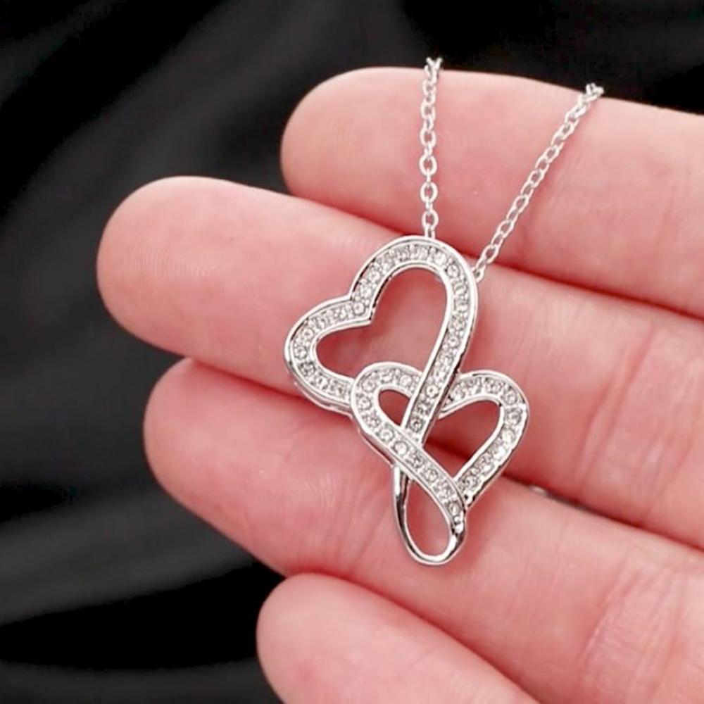 Personalized Joined Silver Hearts Necklace From Mom To Daughter Now I Lay Me Down To Sleep - LifeSong Milestones