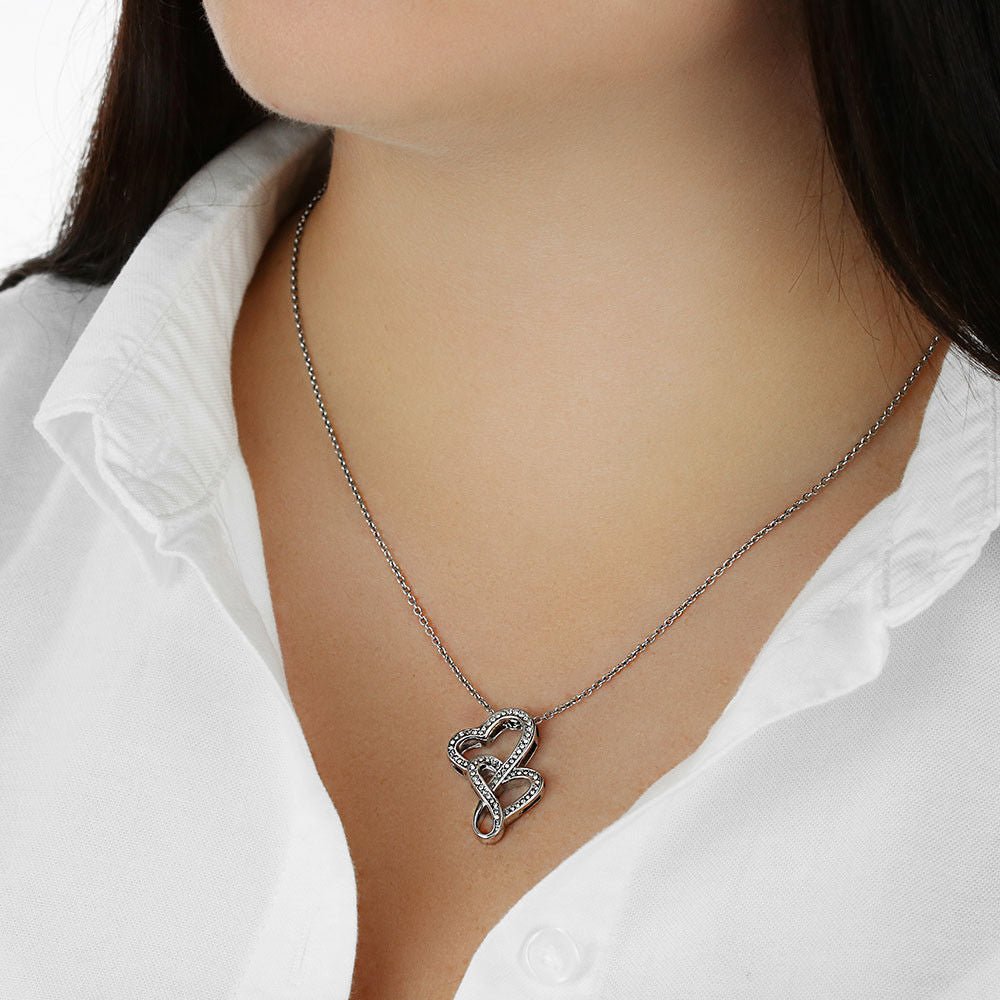 Personalized Joined Silver Hearts Necklace From Mom To Daughter Now I Lay Me Down To Sleep - LifeSong Milestones
