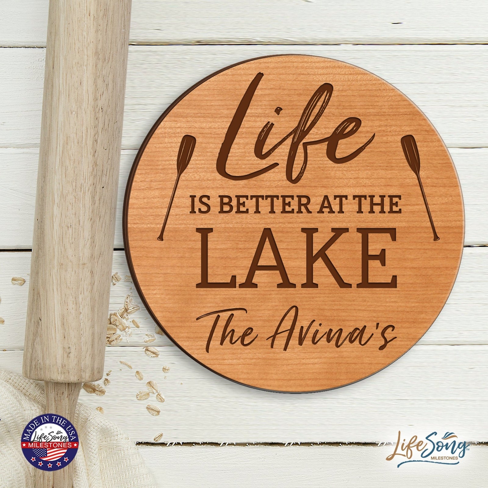 Personalized Lazy Susan Life Is Best At The Lake - LifeSong Milestones