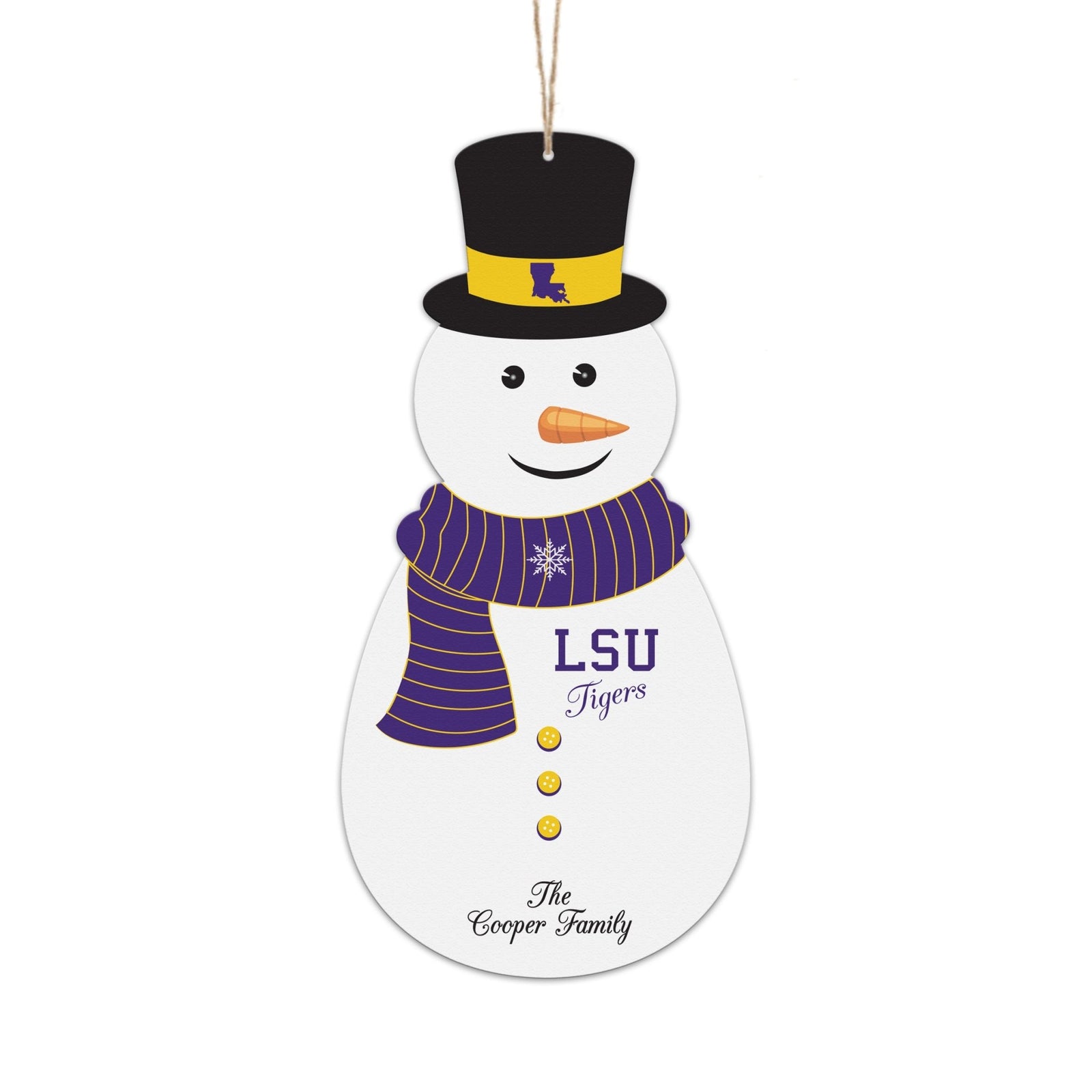 Personalized LSU Snowman Ornament Gift - LifeSong Milestones