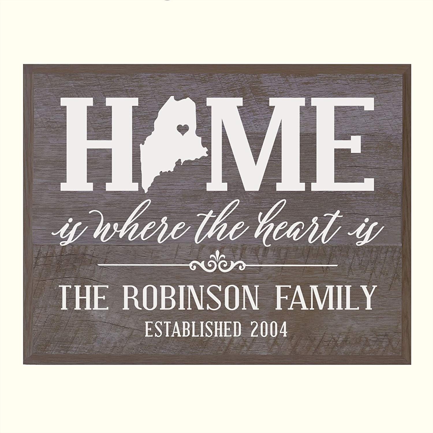 Personalized Maine State Home is Where the heart is Sign - LifeSong Milestones