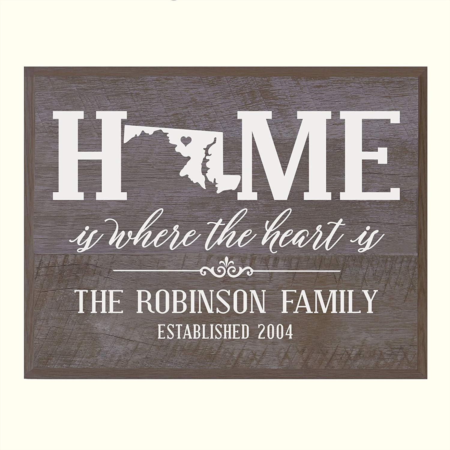 Personalized Maryland State Home is Where the heart is Sign - LifeSong Milestones